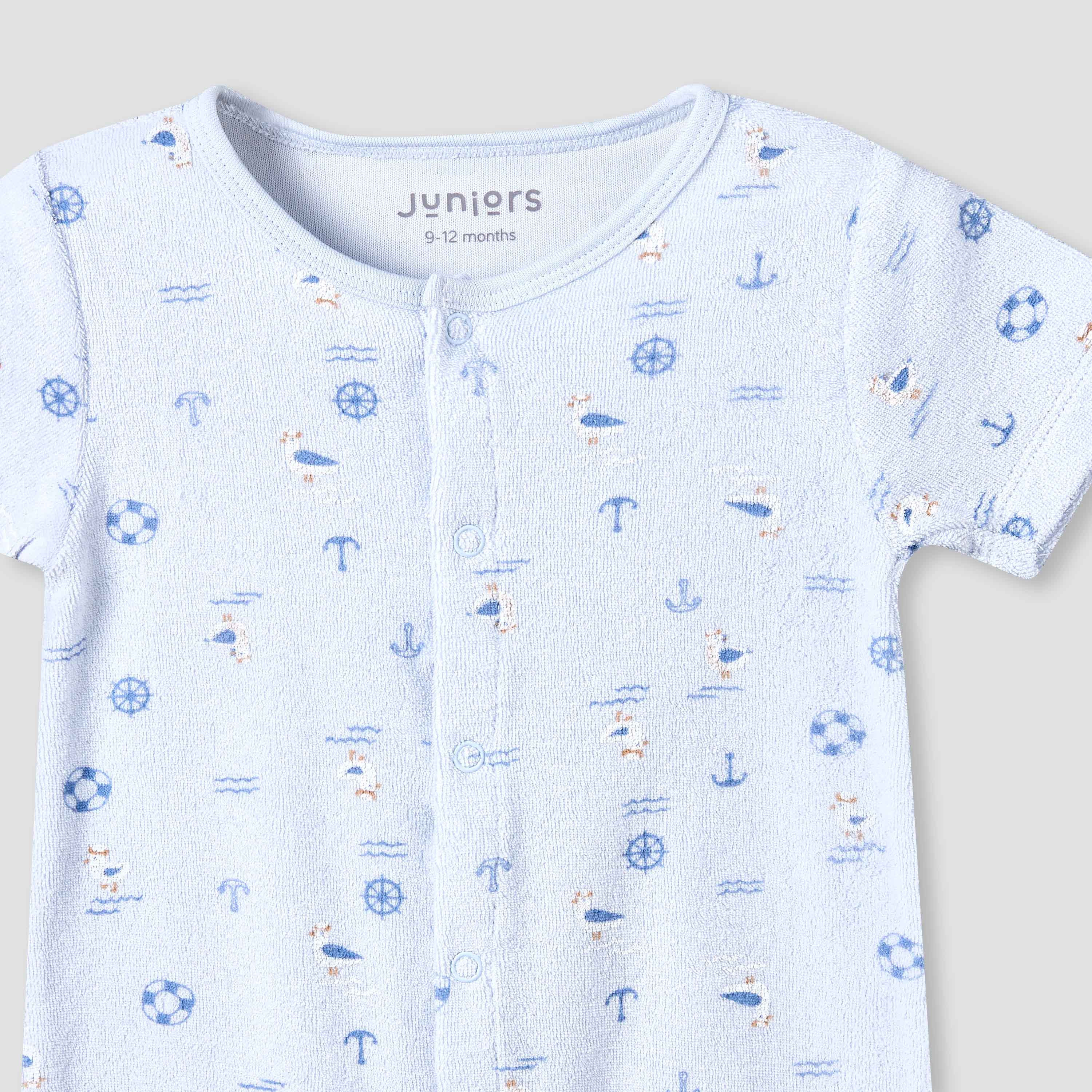 Juniors Round Neck Short Sleeves Romper with Nautical Print-baby-boys-clothing-rompers-image-4