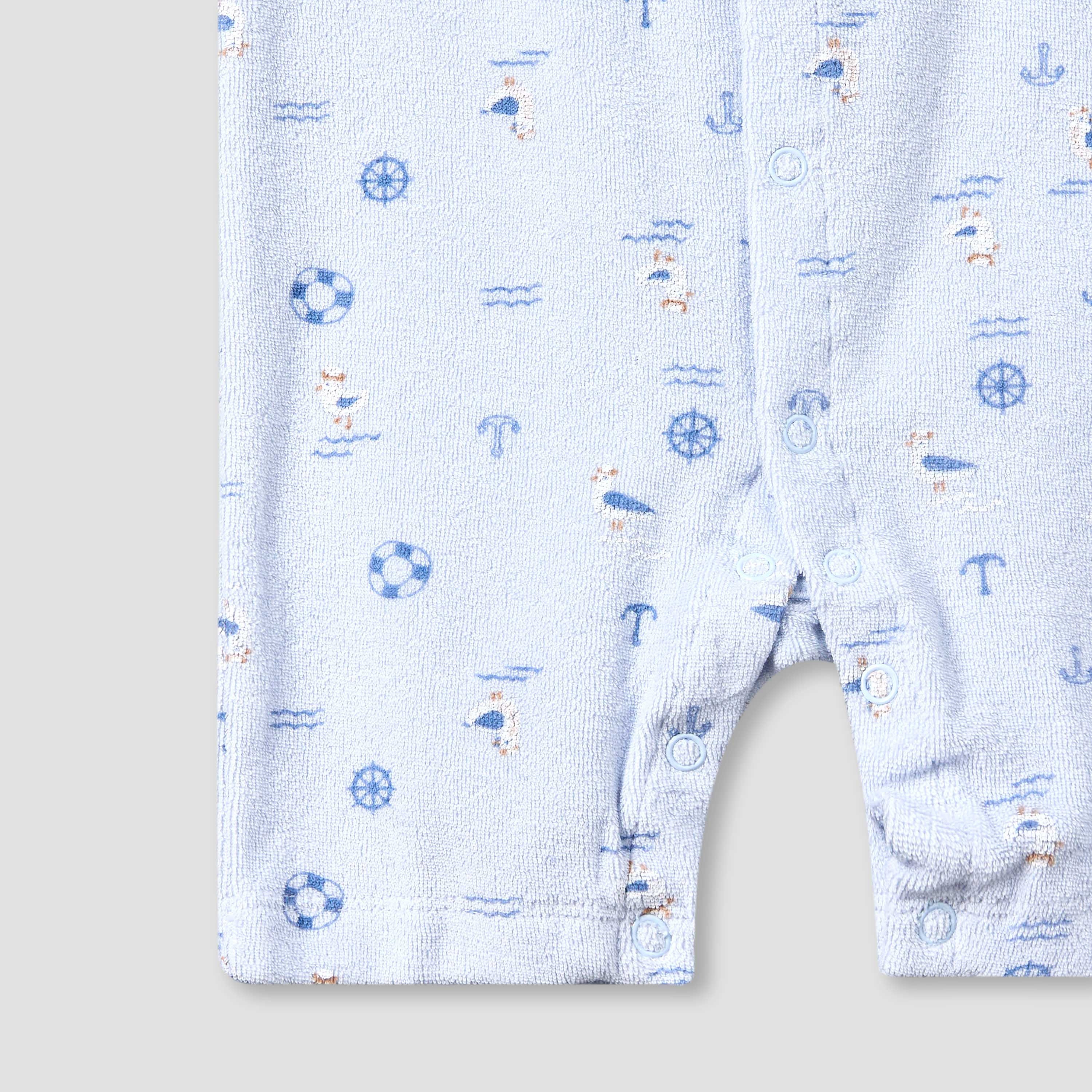 Juniors Round Neck Short Sleeves Romper with Nautical Print-baby-boys-clothing-rompers-image-5