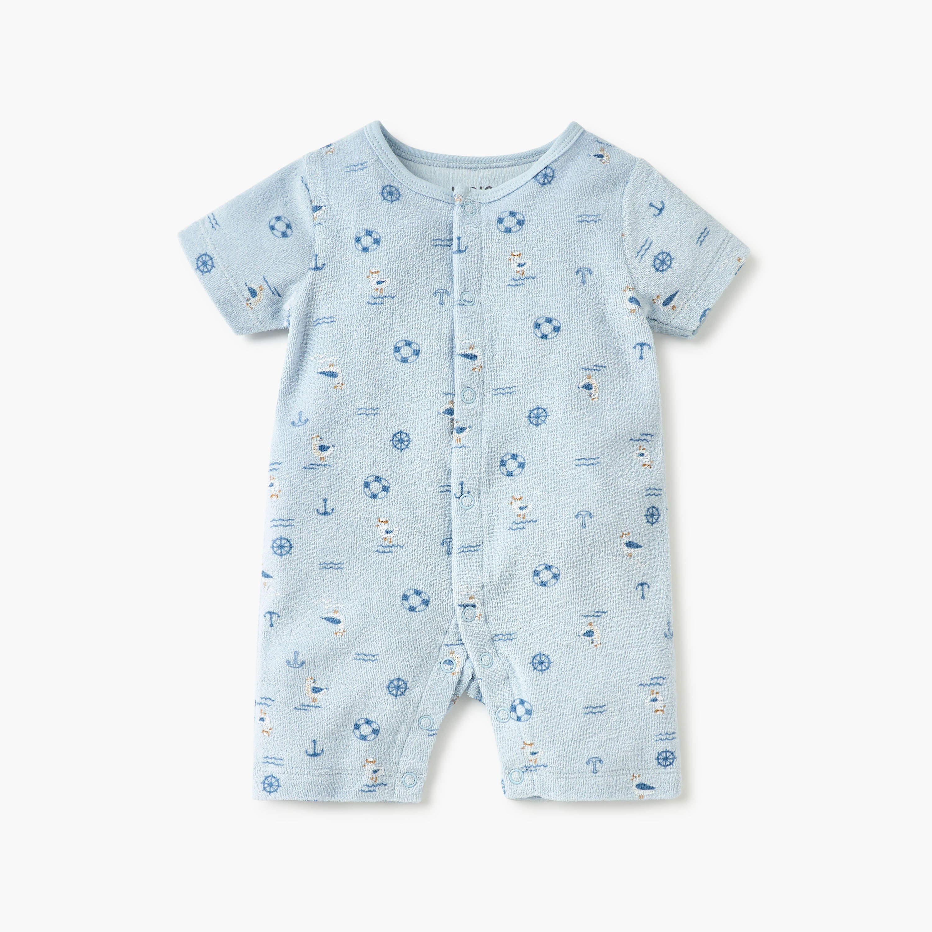 أفرول بطبعات جرافيك وأكمام قصيرة وأزرار إغلاق من جونيورز-baby-boys-clothing-rompers-image-1