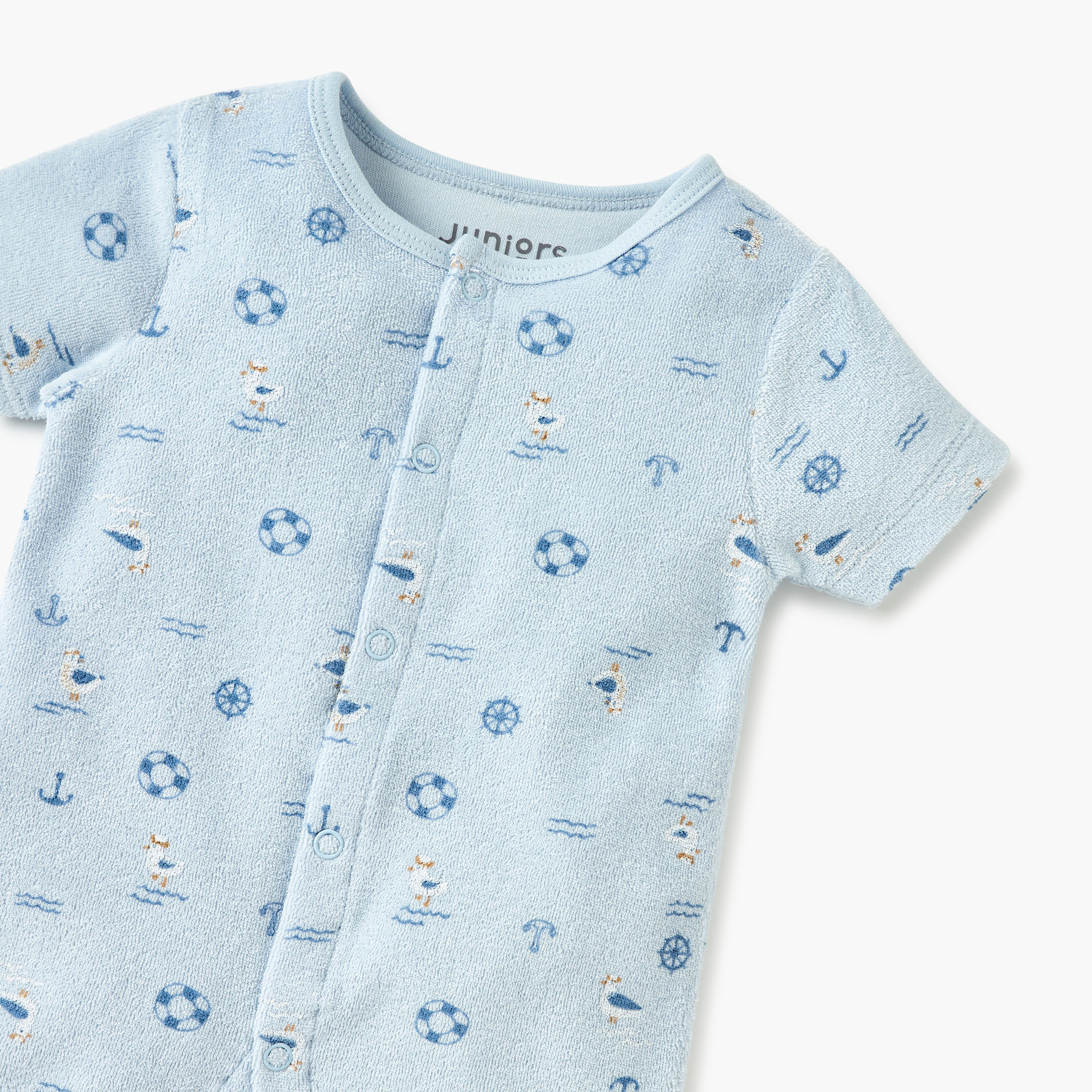 أفرول بطبعات جرافيك وأكمام قصيرة وأزرار إغلاق من جونيورز-baby-boys-clothing-rompers-image-3