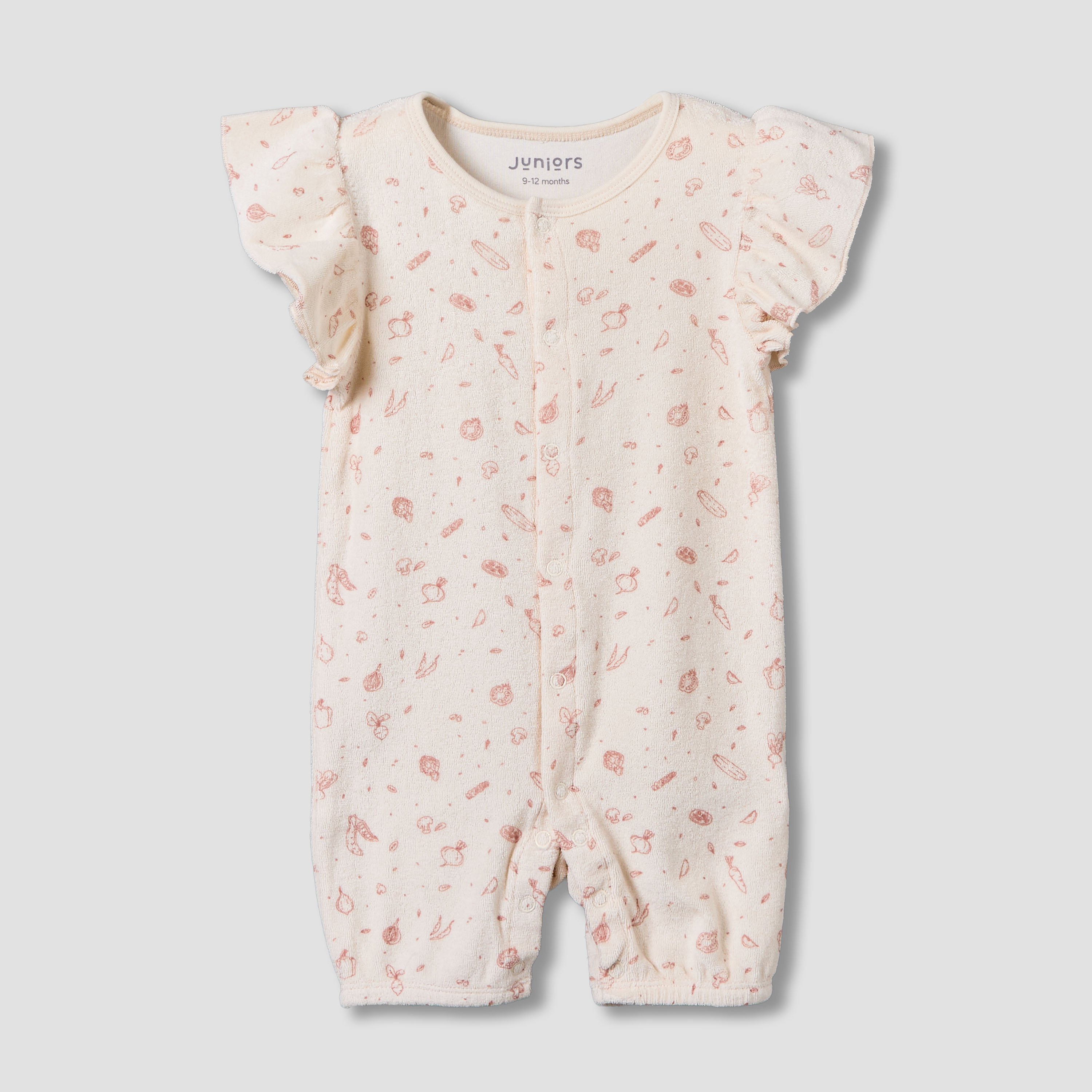 Juniors Round Neck Short Sleeves Romper with Vegetable Print-baby-girls-clothing-rompers-image-1