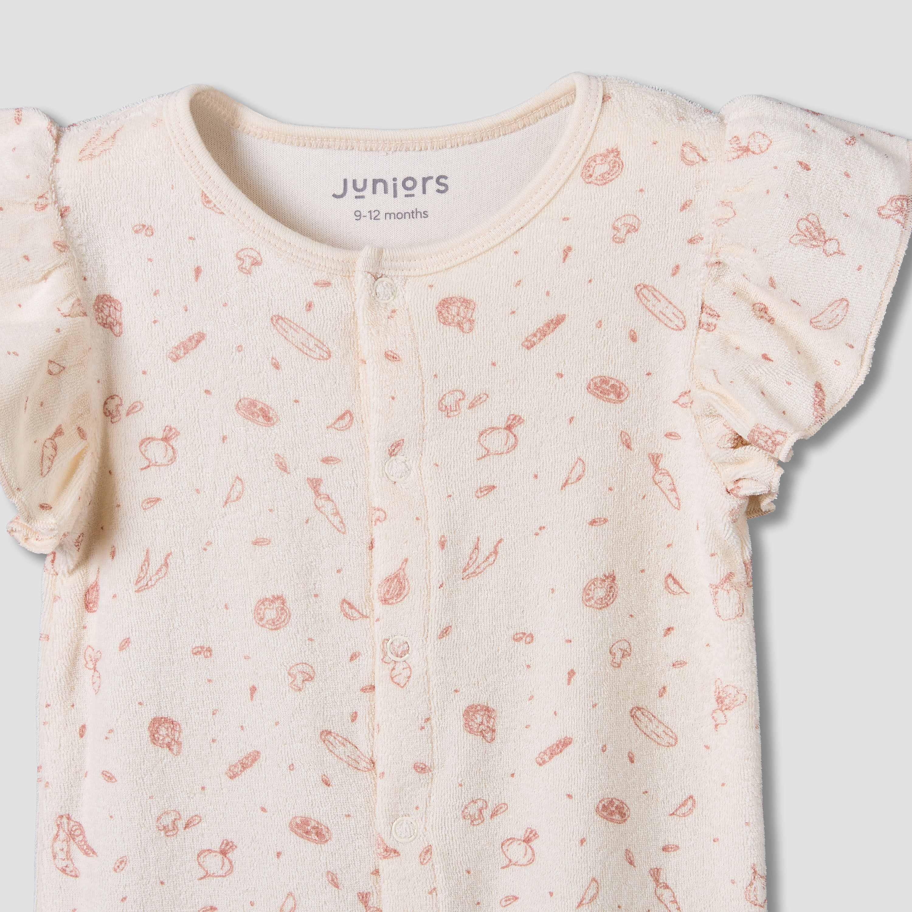 Juniors Round Neck Short Sleeves Romper with Vegetable Print-baby-girls-clothing-rompers-image-3