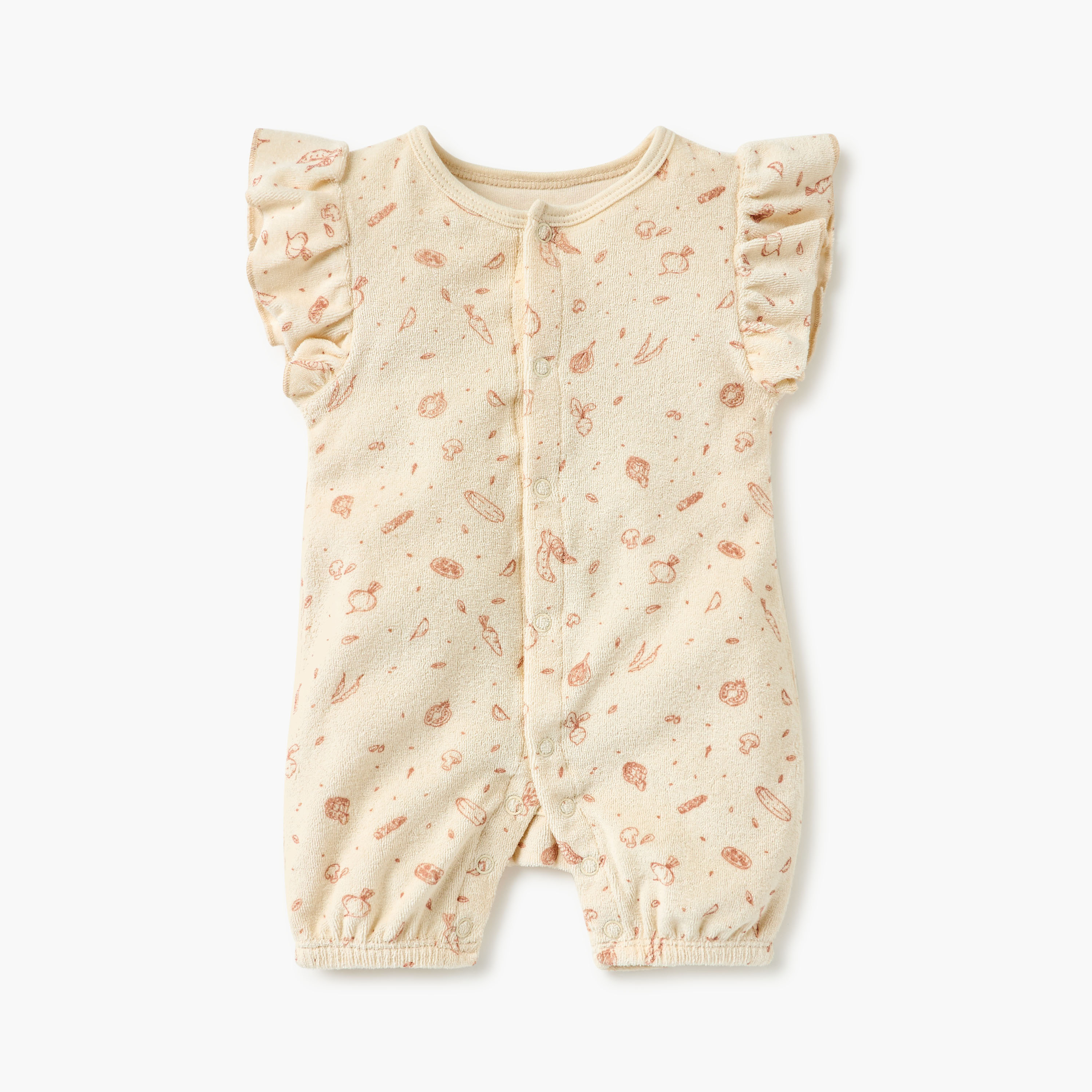 Juniors Graphic Print Romper with Ruffle Sleeves and Button Closure-baby-girls-clothing-rompers-image-2