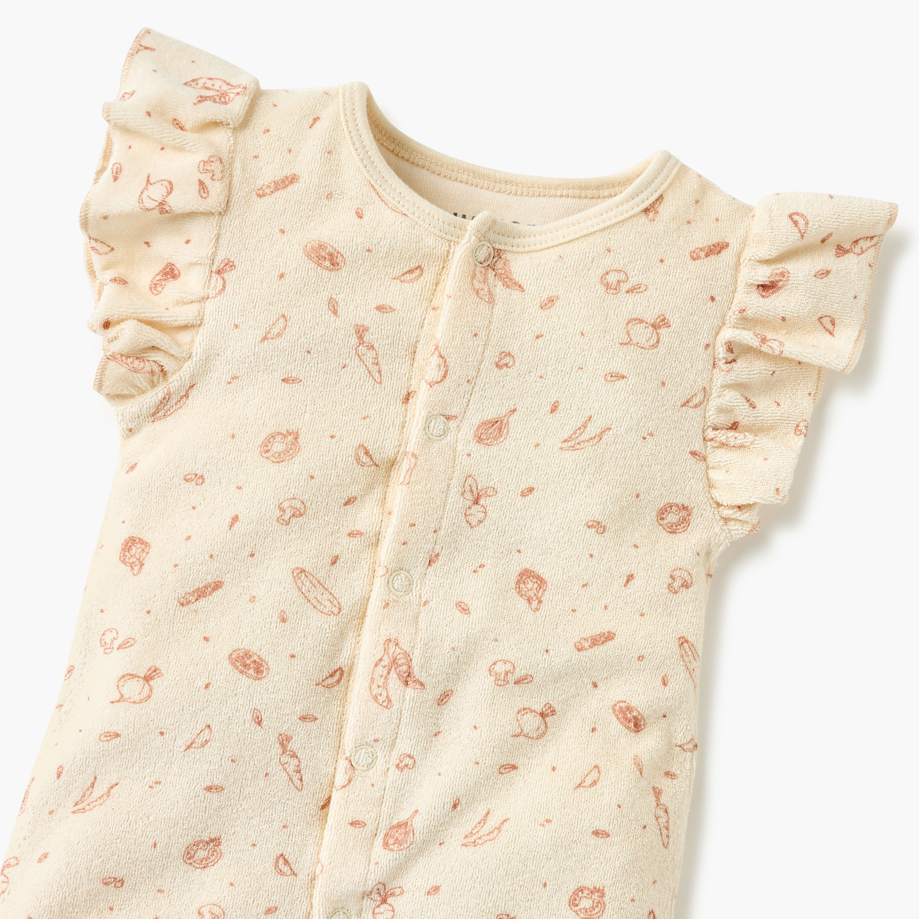 Juniors Graphic Print Romper with Ruffle Sleeves and Button Closure-baby-girls-clothing-rompers-image-4