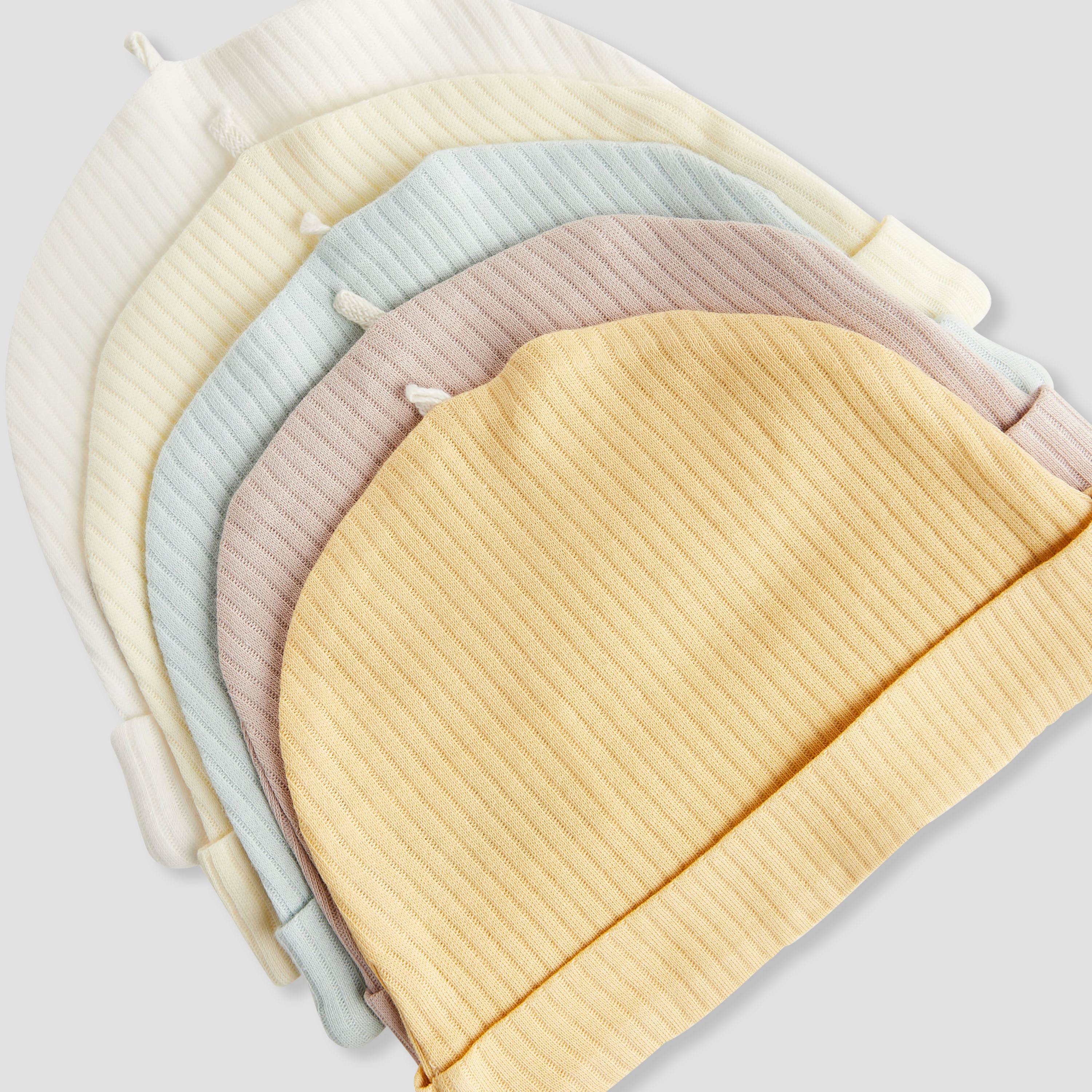 كابات قطن مضلعة بارزة الملمس للأولاد من جونيورز - طقم 5 قطع-baby-boys-accessories-caps-image-2