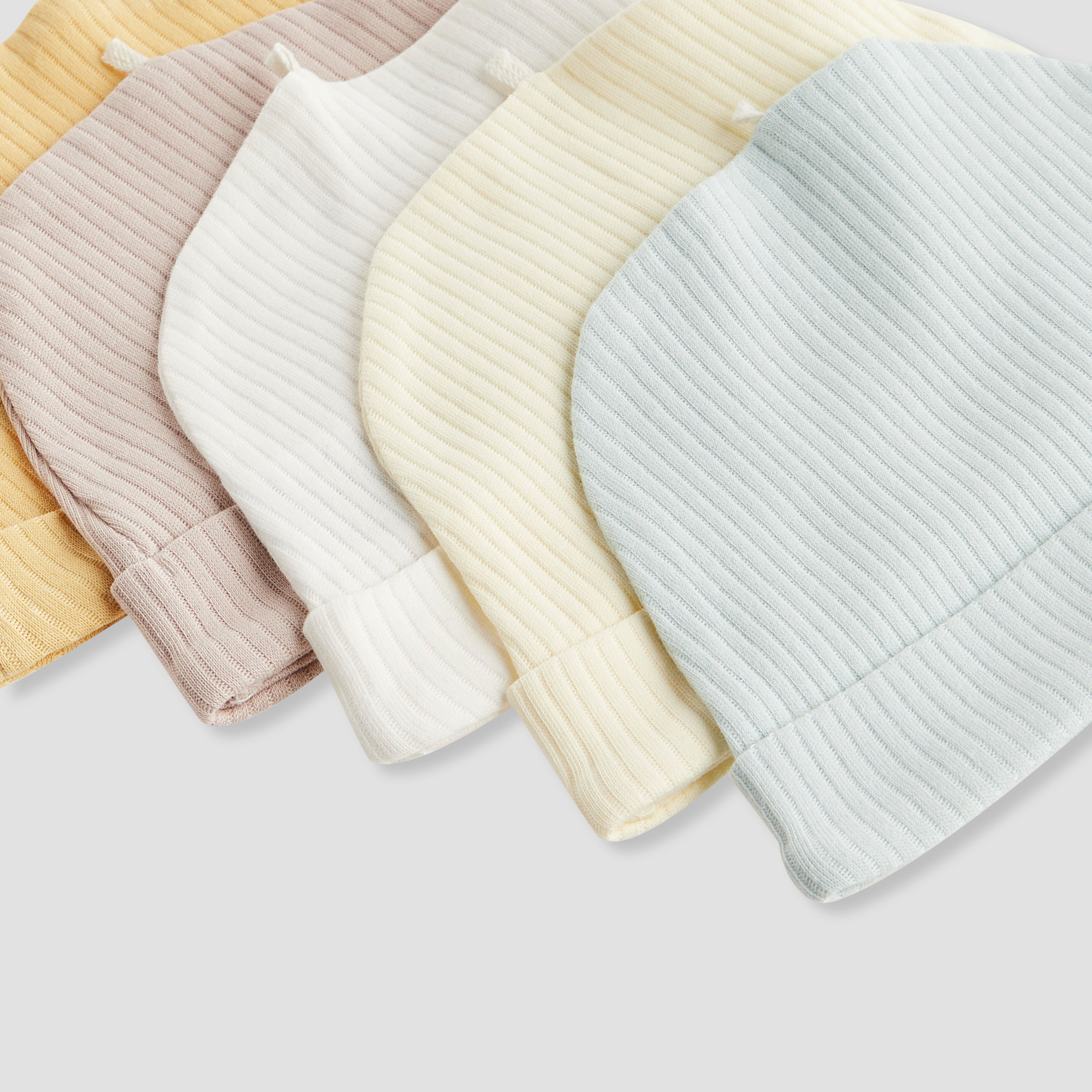 كابات قطن مضلعة بارزة الملمس للأولاد من جونيورز - طقم 5 قطع-baby-boys-accessories-caps-image-1