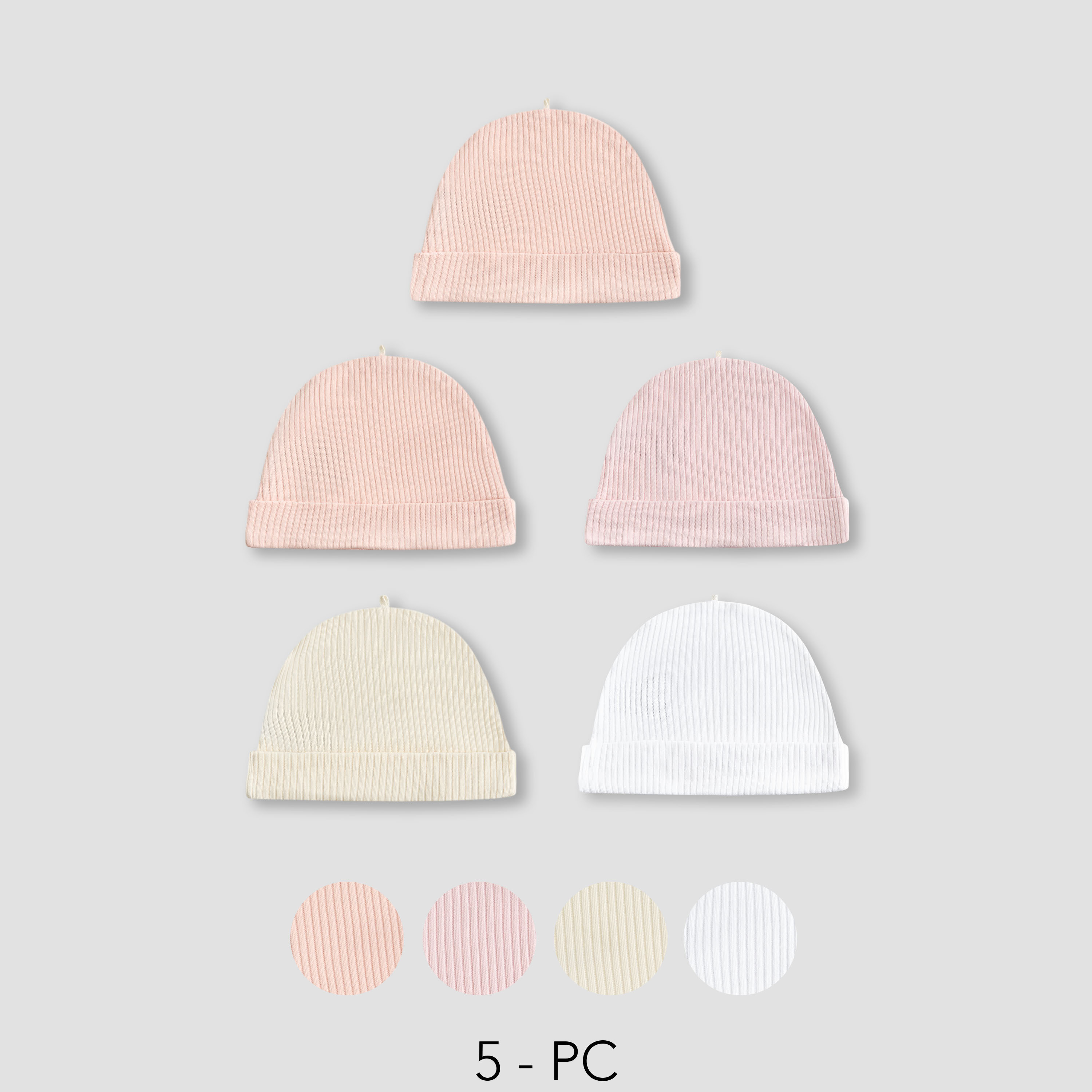 Juniors Beanie with Cotton Fabric - Set of 5-baby-girls-accessories-caps-image-1