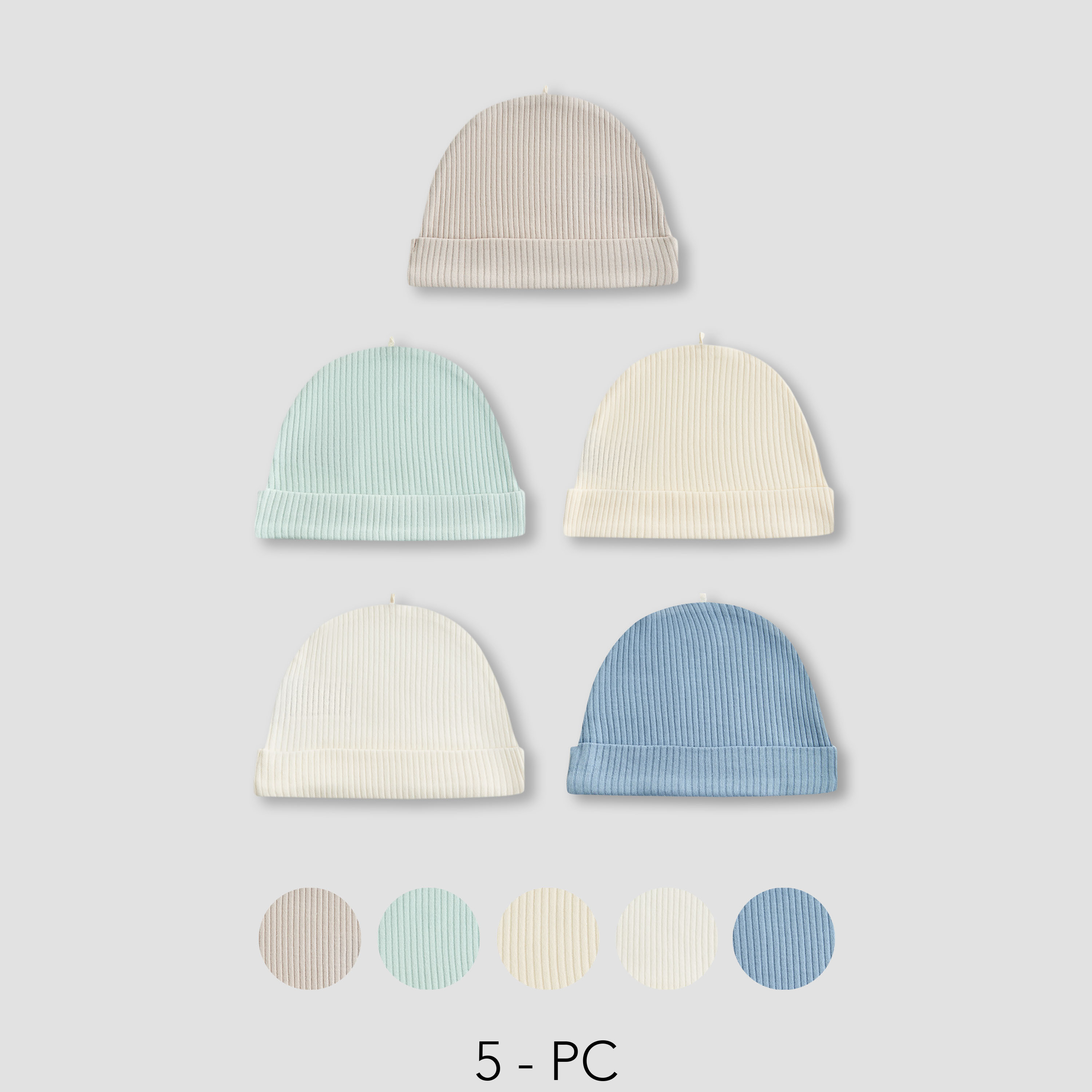 كابات بيني من قماش قطني من جونيورز - طقم 5 قطع-baby-boys-accessories-caps-image-1