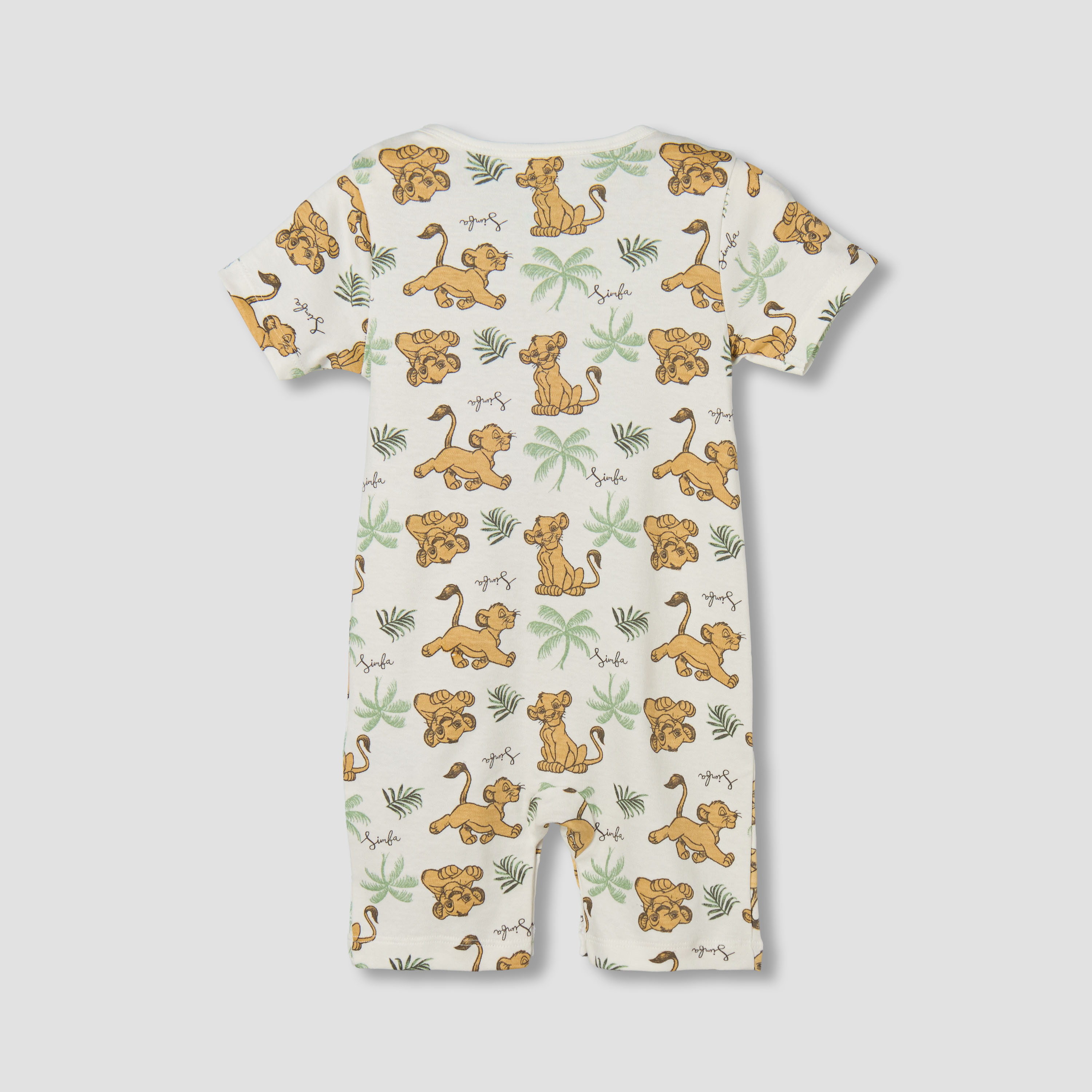 Disney Round Neck Short Sleeves Romper with Simba Print-baby-boys-clothing-rompers-image-3