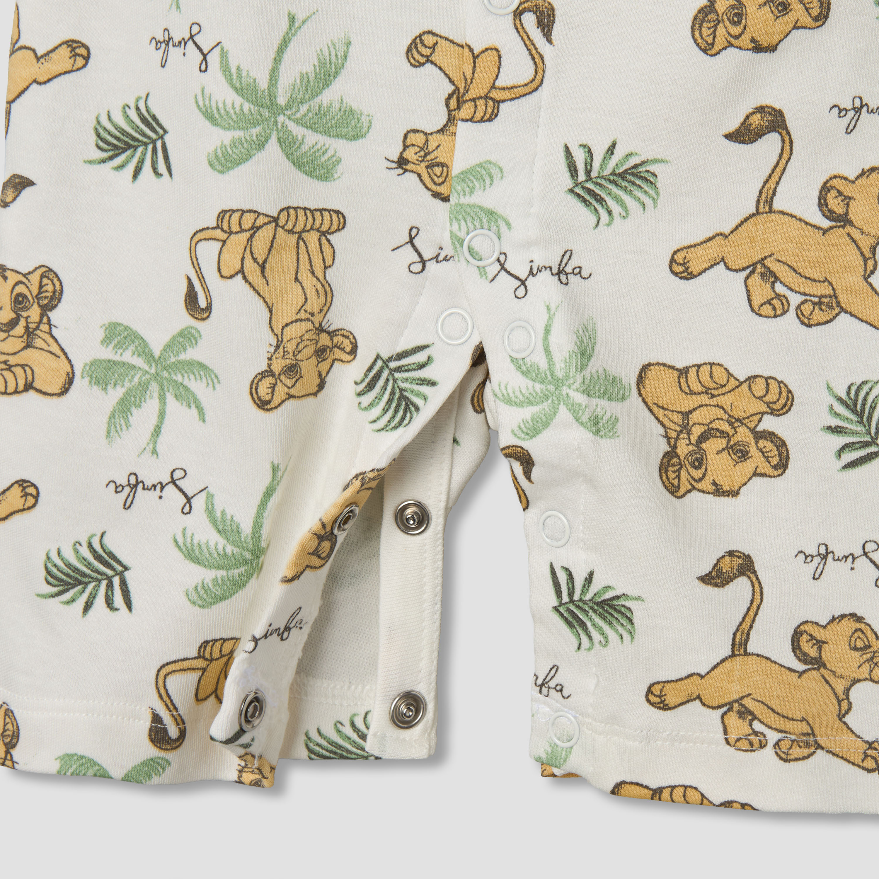 Disney Round Neck Short Sleeves Romper with Simba Print-baby-boys-clothing-rompers-image-4