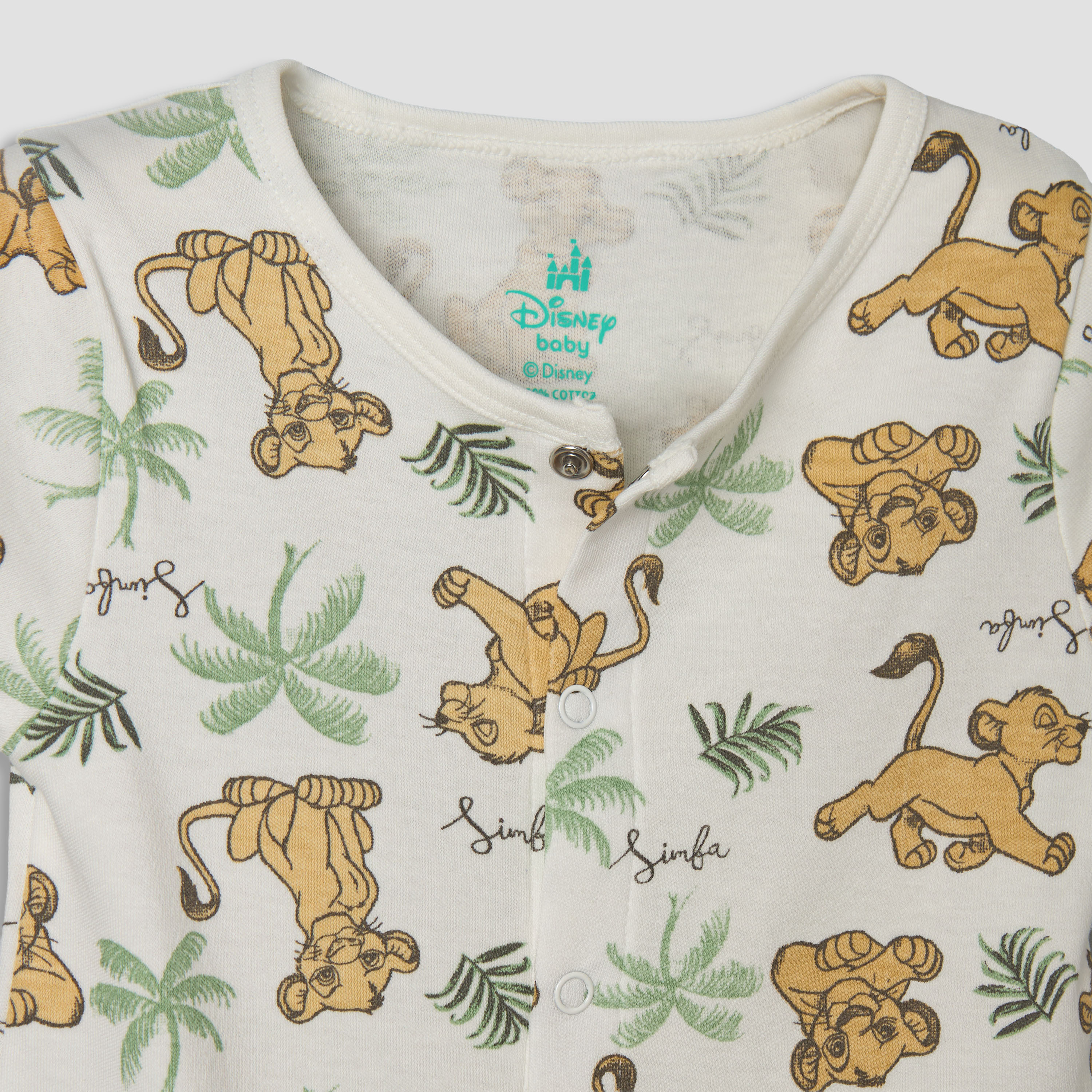 Disney Round Neck Short Sleeves Romper with Simba Print-baby-boys-clothing-rompers-image-5