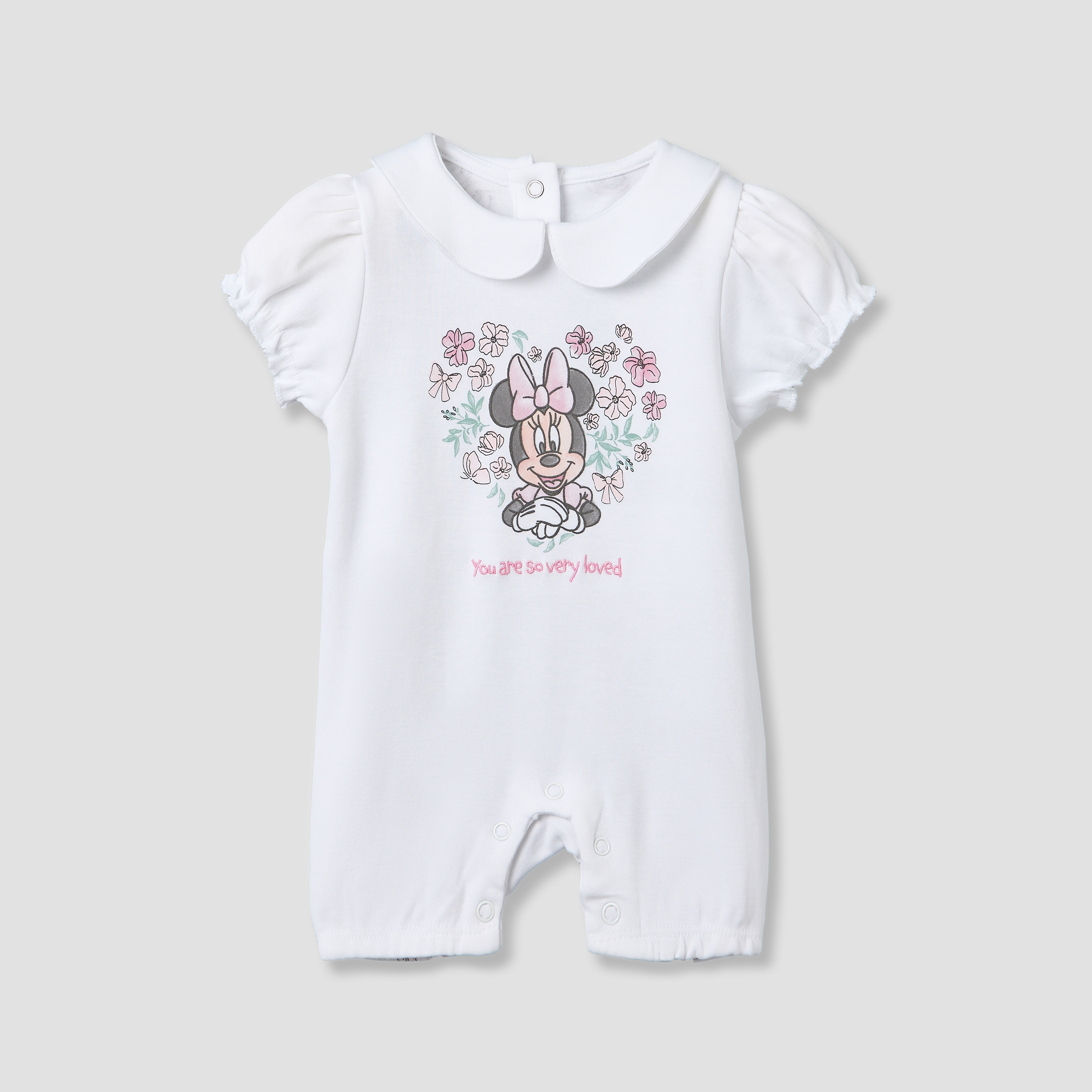 أفرول بياقة بيتر بان وأكمام قصيرة وطبعات ميني ماوس من ديزني-baby-girls-clothing-rompers-image-2