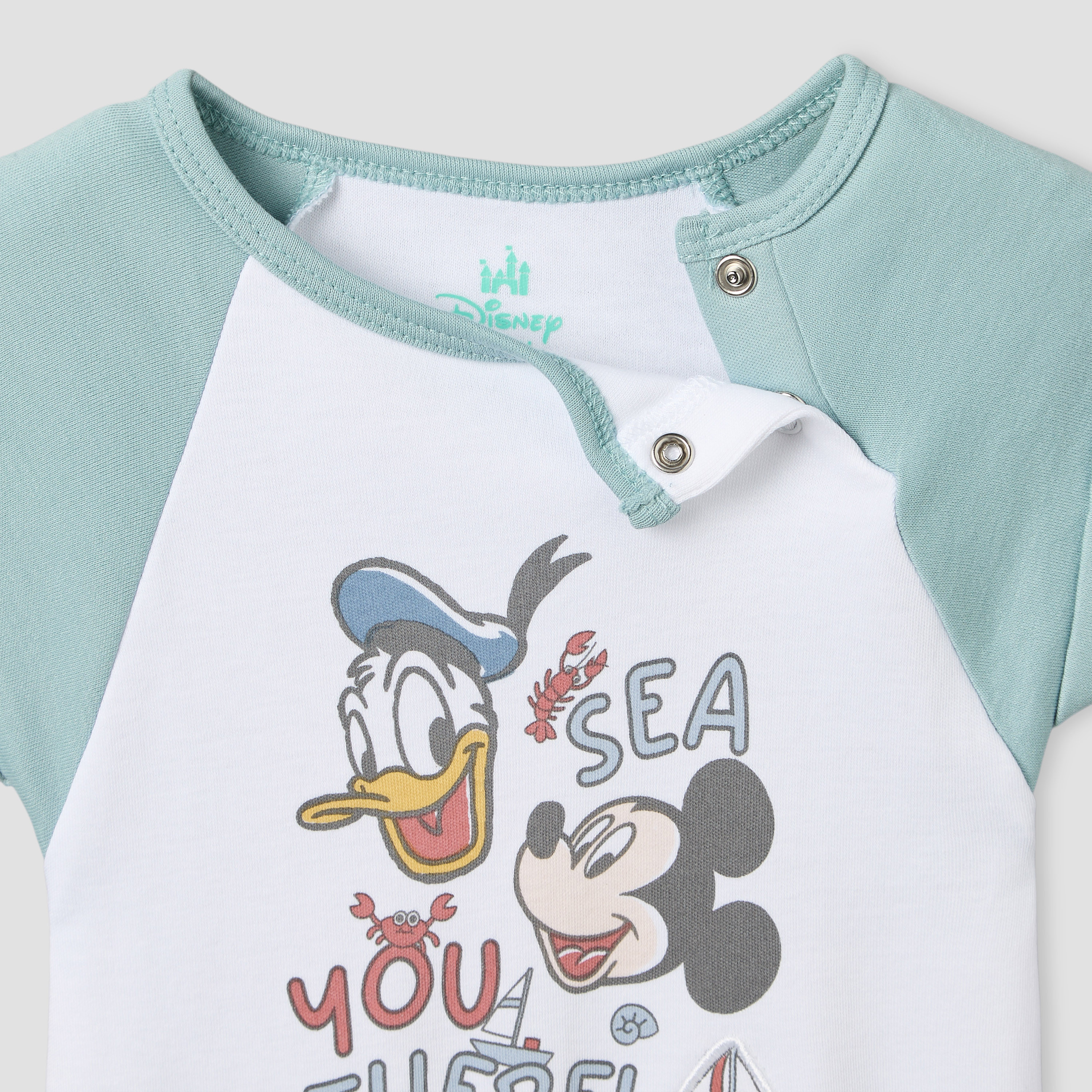 أفرول بياقة ضيقة وأكمام قصيرة وطبعات ميكي ماوس ودونالد داك من ديزني-baby-boys-clothing-rompers-image-4