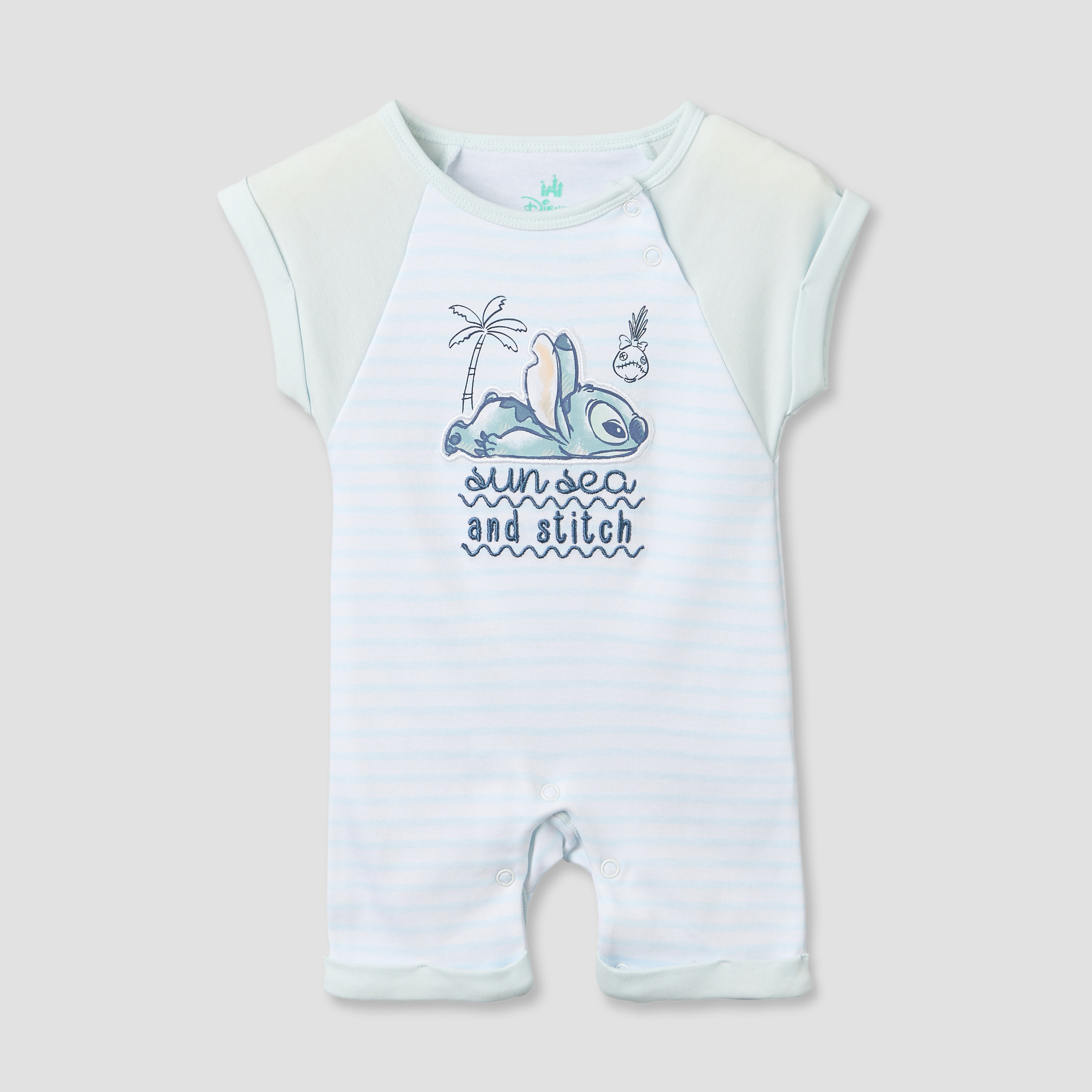 أفرول بياقة مستديرة وأكمام قصيرة وزخارف ستيتش من ديزني-baby-boys-clothing-rompers-image-1