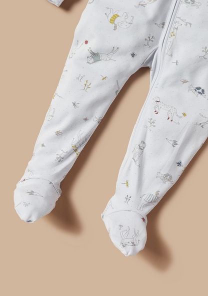 Giggles All-Over Graphic Print Sleepsuit with Long Sleeves and Zip Closure-Sleepsuits-image-2