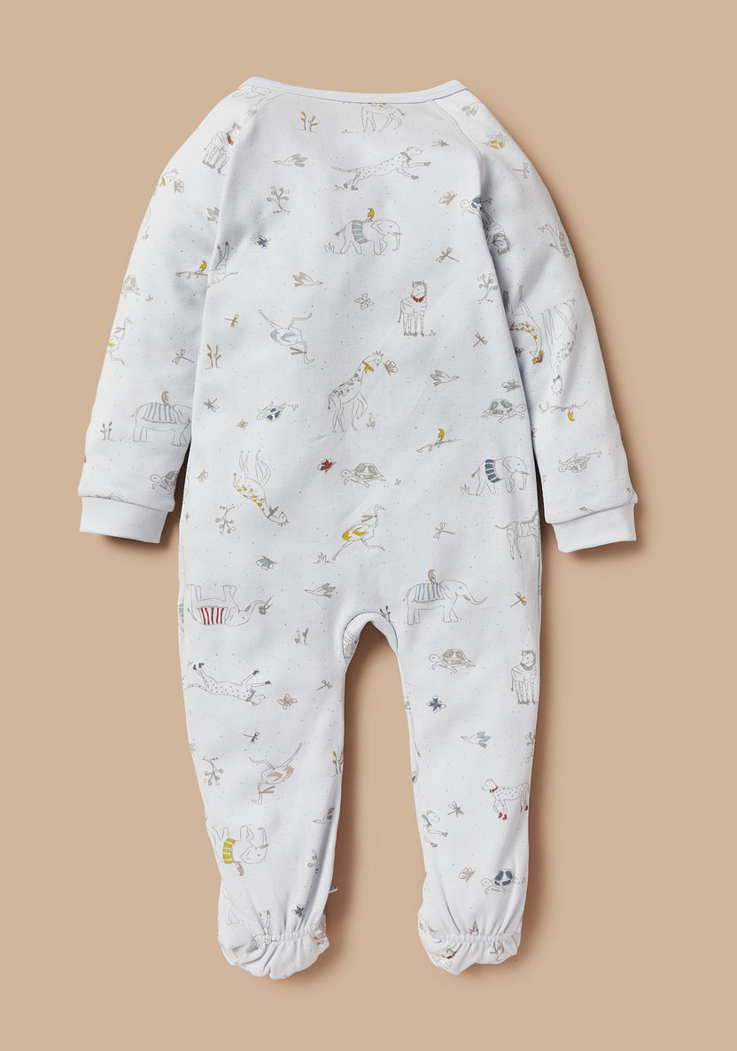 Giggles All-Over Graphic Print Sleepsuit with Long Sleeves and Zip Closure-Sleepsuits-image-3