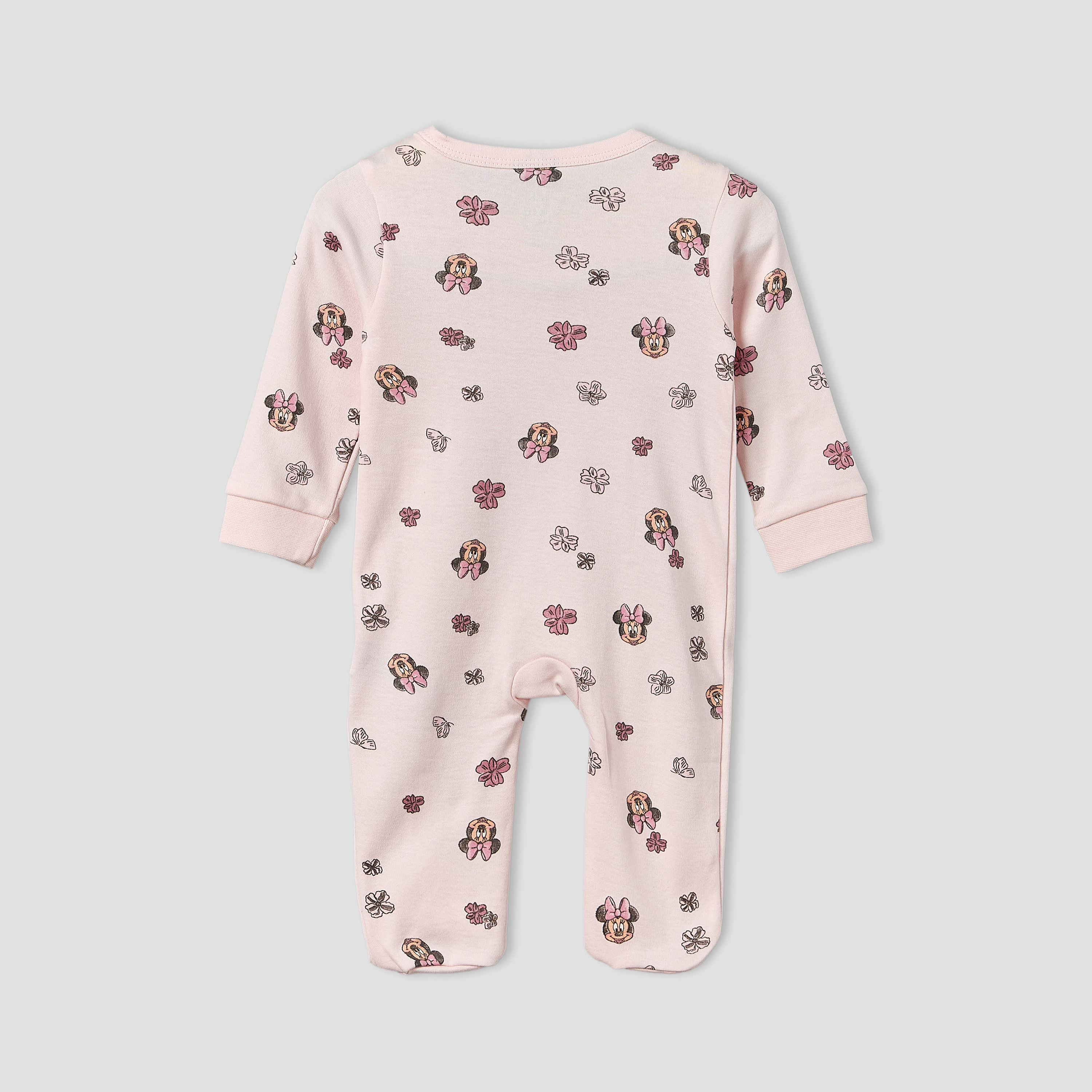 Disney Cotton Crew Neck Long Sleeves Sleepsuit with Minnie Mouse Applique-baby-girls-clothing-nightwear-sleepsuits-image-2
