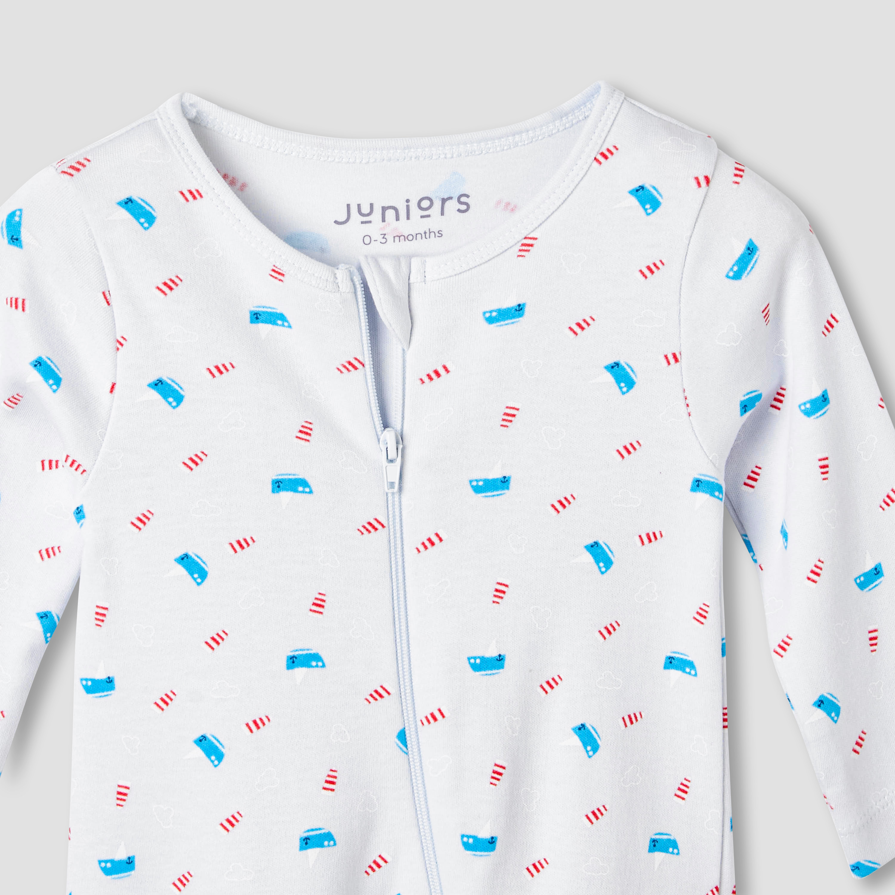 Juniors Round Neck Sleepsuit with Bib - Cotton - Long Sleeves-baby-boys-clothing-nightwear-sleepsuits-image-5