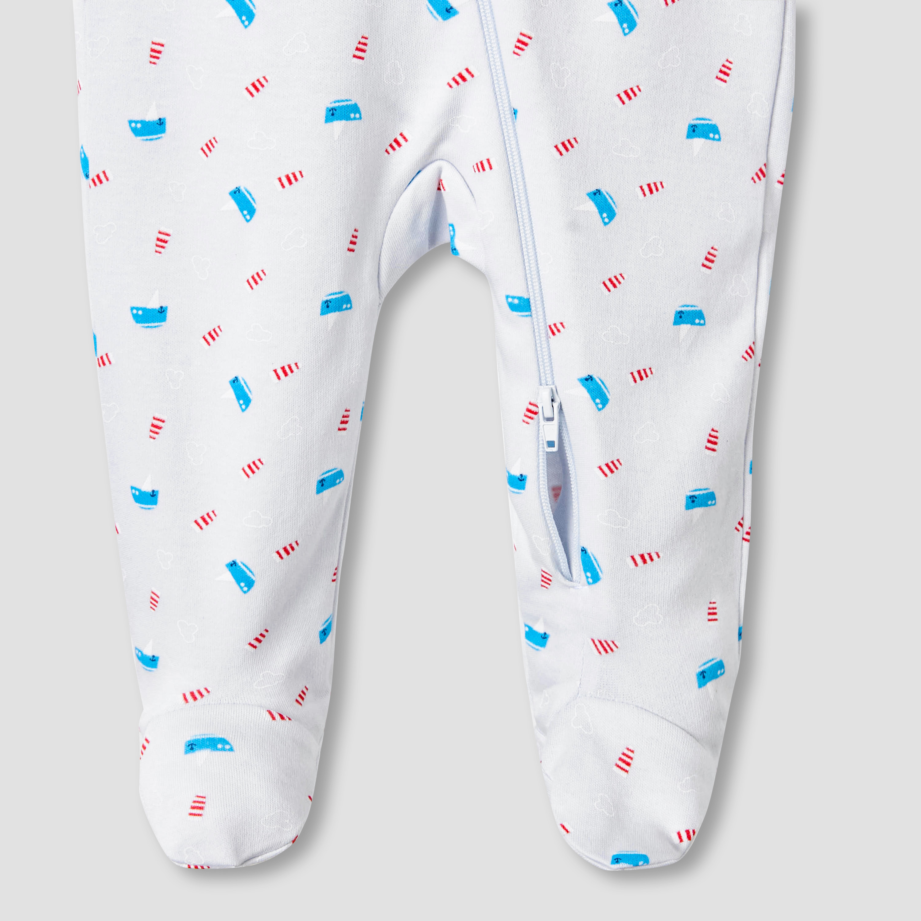 Juniors Round Neck Sleepsuit with Bib - Cotton - Long Sleeves-baby-boys-clothing-nightwear-sleepsuits-image-7