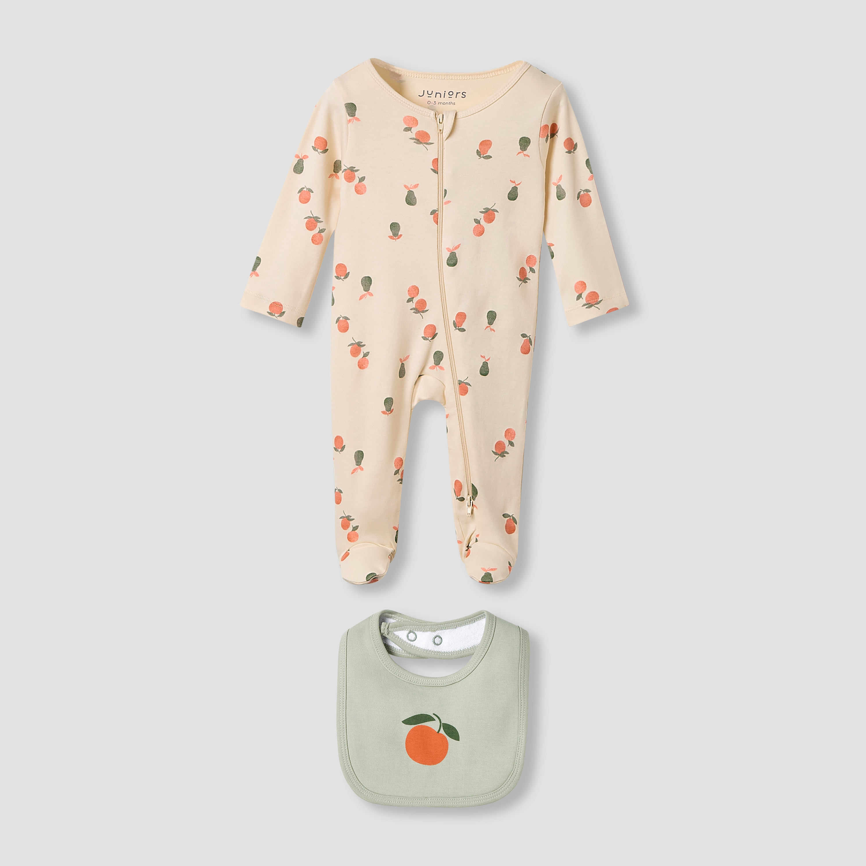 Juniors Crew Neck Sleepsuit with Bib - Cotton - Long Sleeves-baby-girls-clothing-nightwear-sleepsuits-image-1