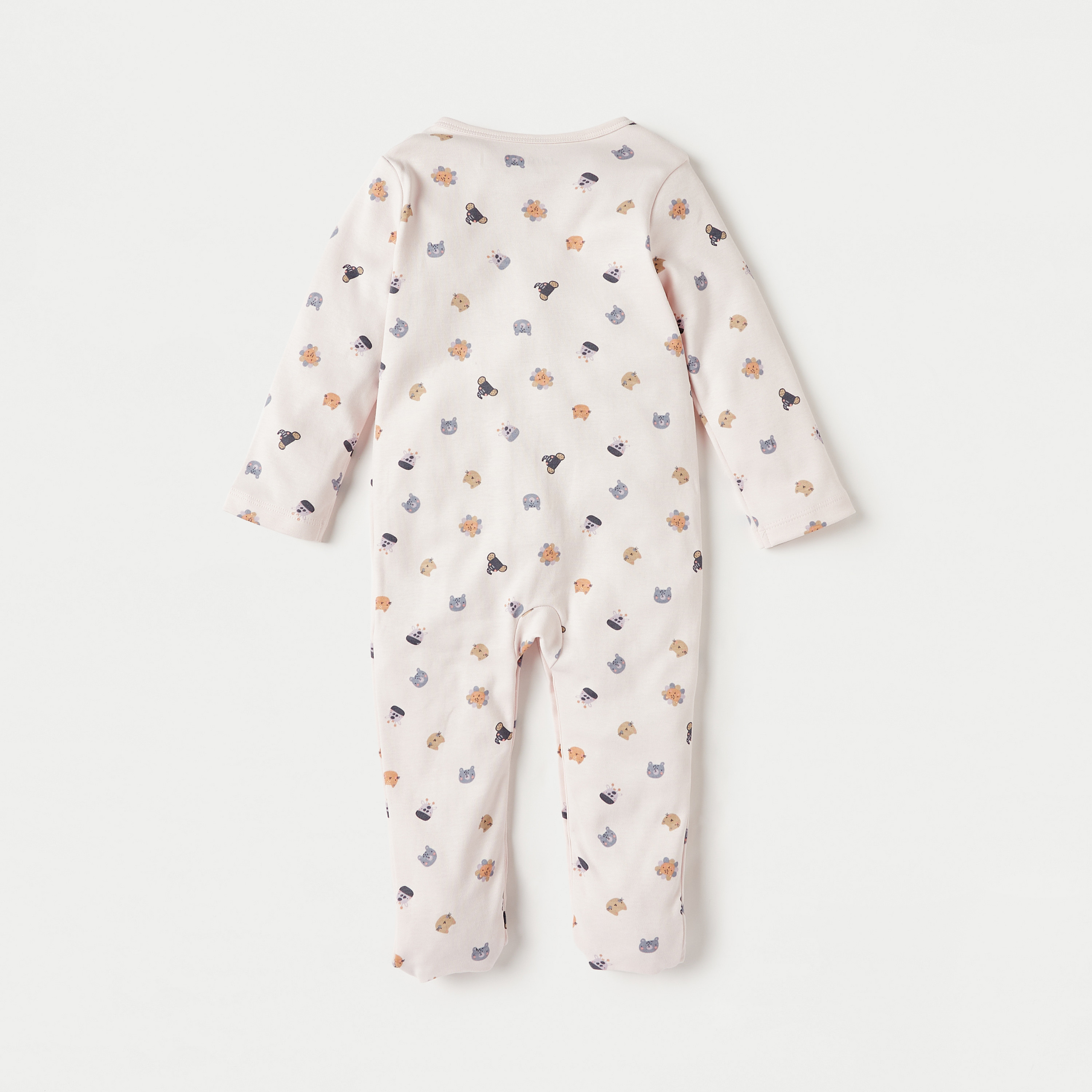 Juniors All-Over Animal Print Sleepsuit with Button Closure and Long Sleeves-baby-girls-clothing-nightwear-sleepsuits-image-2