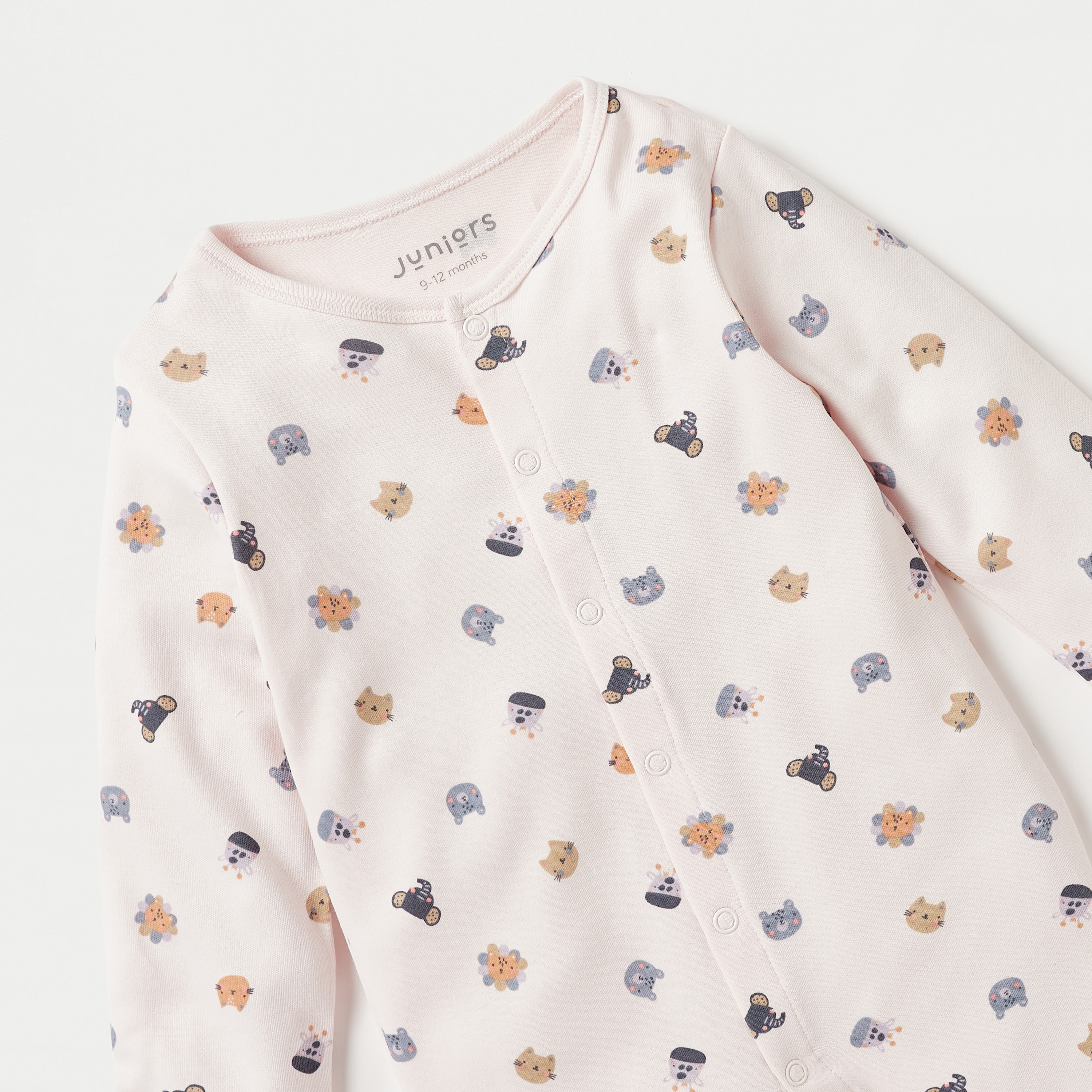 Juniors All-Over Animal Print Sleepsuit with Button Closure and Long Sleeves-baby-girls-clothing-nightwear-sleepsuits-image-3