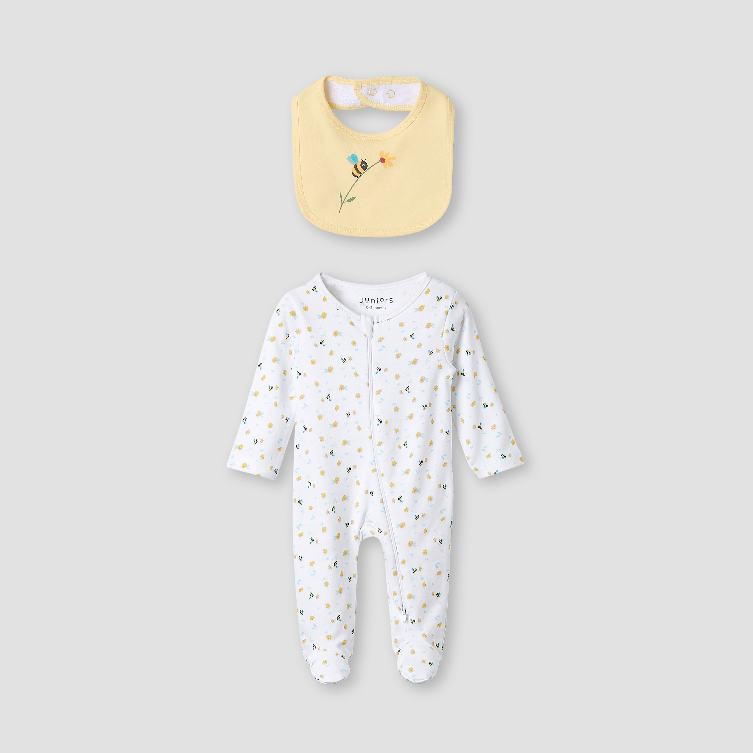 Juniors Crew Neck Sleepsuit with Bib - Cotton - Long Sleeves-baby-girls-clothing-nightwear-sleepsuits-image-1