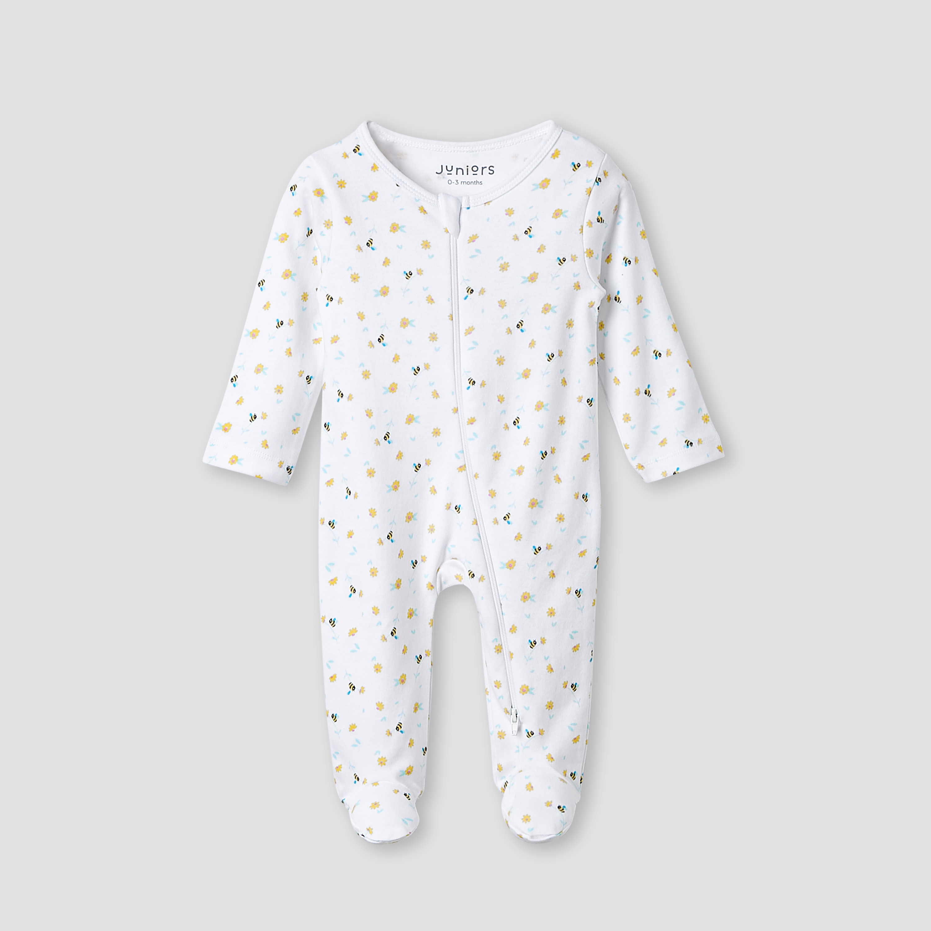Juniors Crew Neck Sleepsuit with Bib - Cotton - Long Sleeves-baby-girls-clothing-nightwear-sleepsuits-image-2