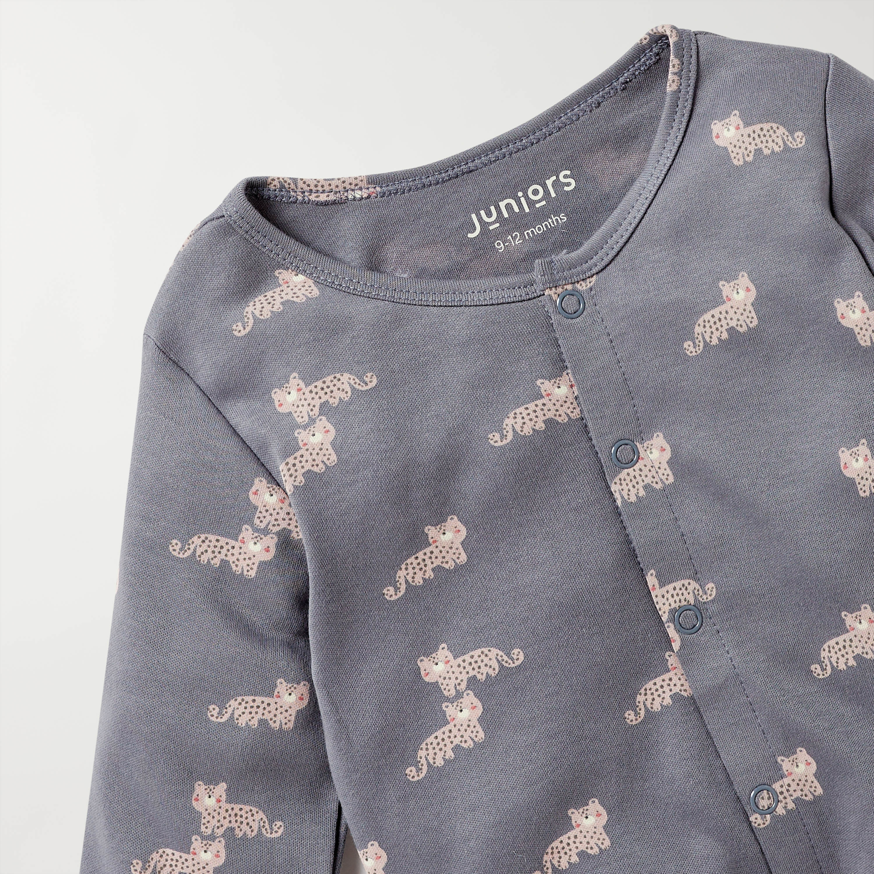 Juniors All-Over Leopard Print Closed Feet Sleepsuit with Long Sleeves-baby-boys-clothing-nightwear-sleepsuits-image-3