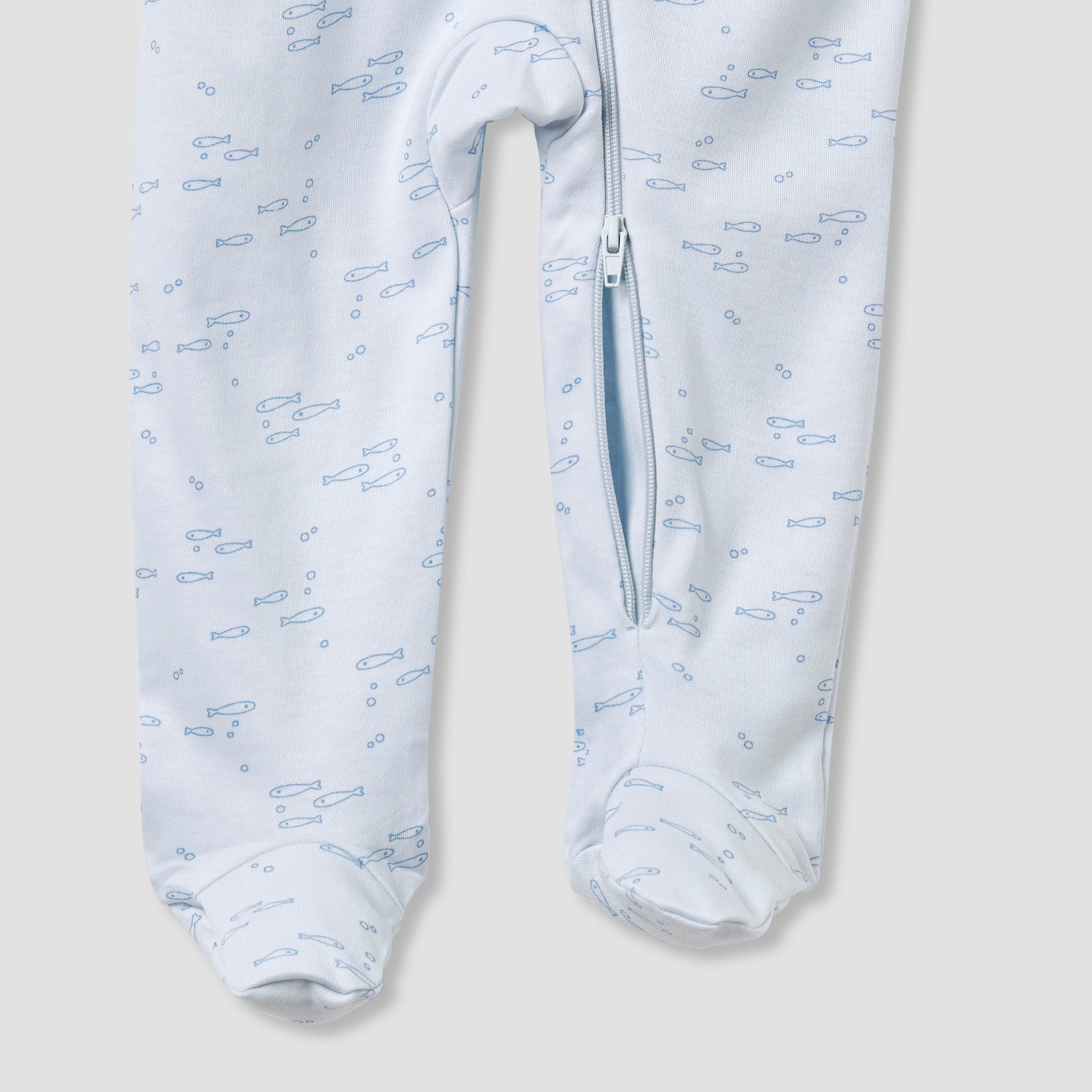 Juniors Round Neck Footed Sleepsuit with Fish Print - Cotton - Long Sleeves-baby-boys-clothing-nightwear-sleepsuits-image-4