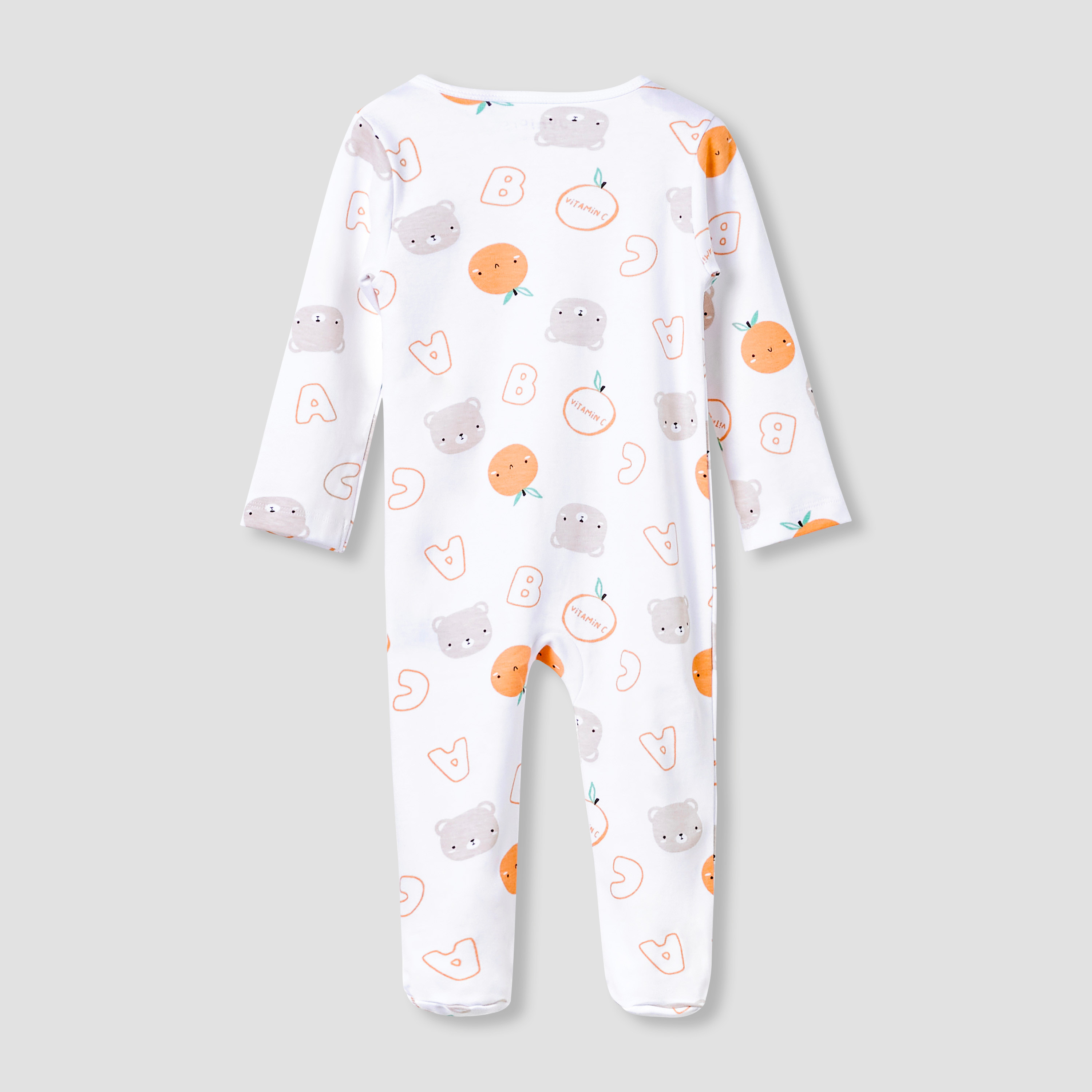 Juniors Round Neck Footed Sleepsuit with Fun Print - Cotton - Long Sleeves-baby-boys-clothing-nightwear-sleepsuits-image-2