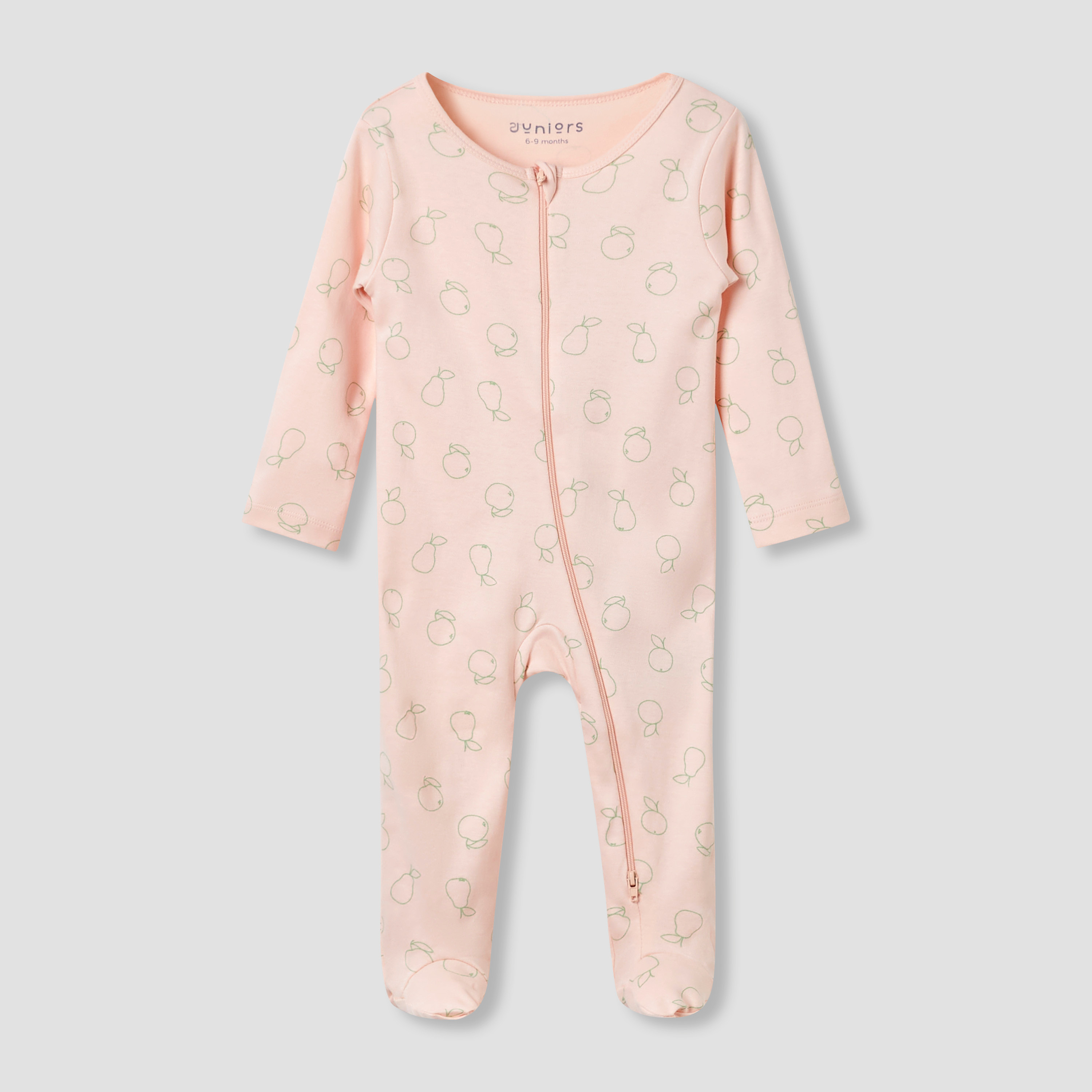 Juniors Round Neck Sleepsuit with Closed Feet - Cotton - Long Sleeves-baby-girls-clothing-nightwear-sleepsuits-image-1