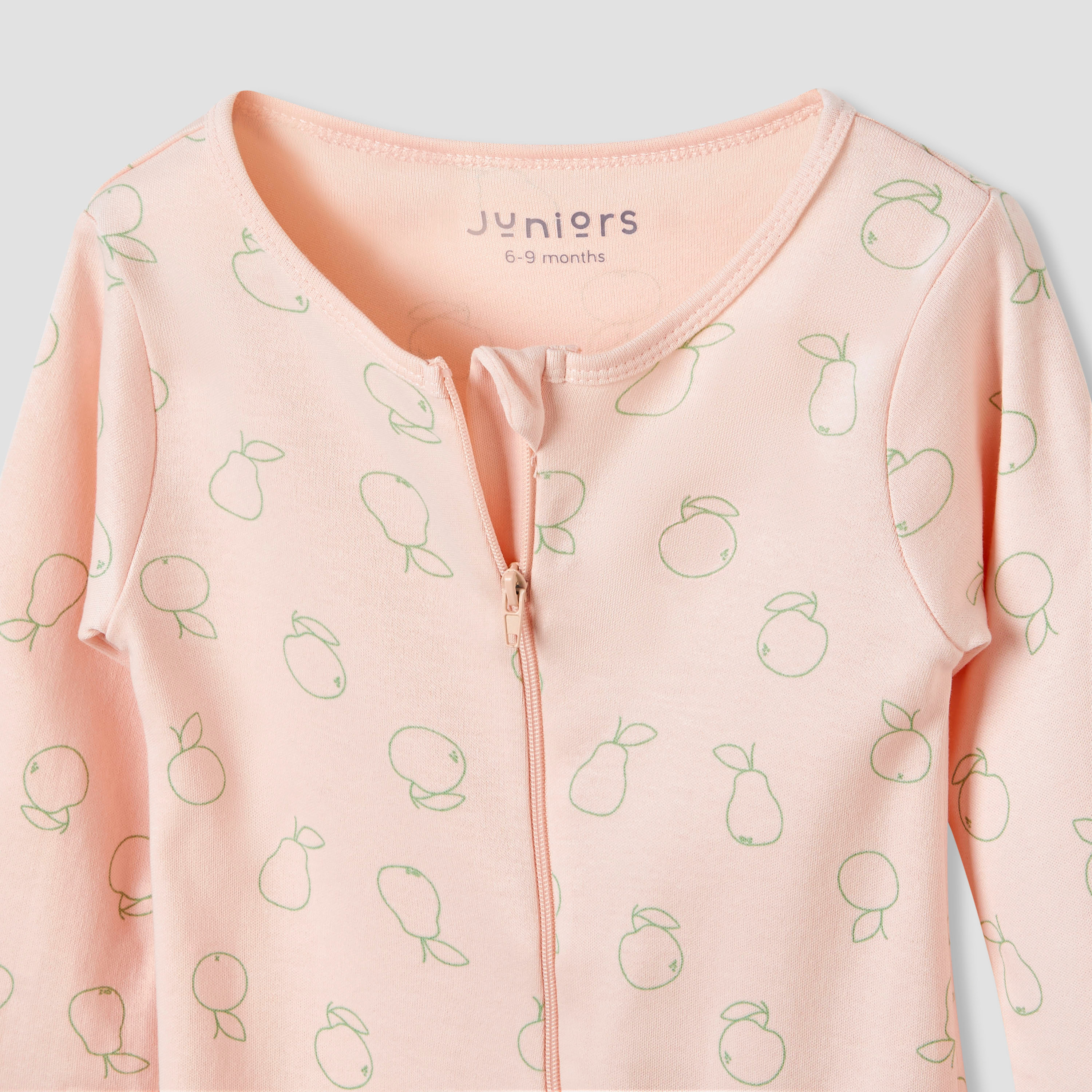 Juniors Round Neck Sleepsuit with Closed Feet - Cotton - Long Sleeves-baby-girls-clothing-nightwear-sleepsuits-image-3