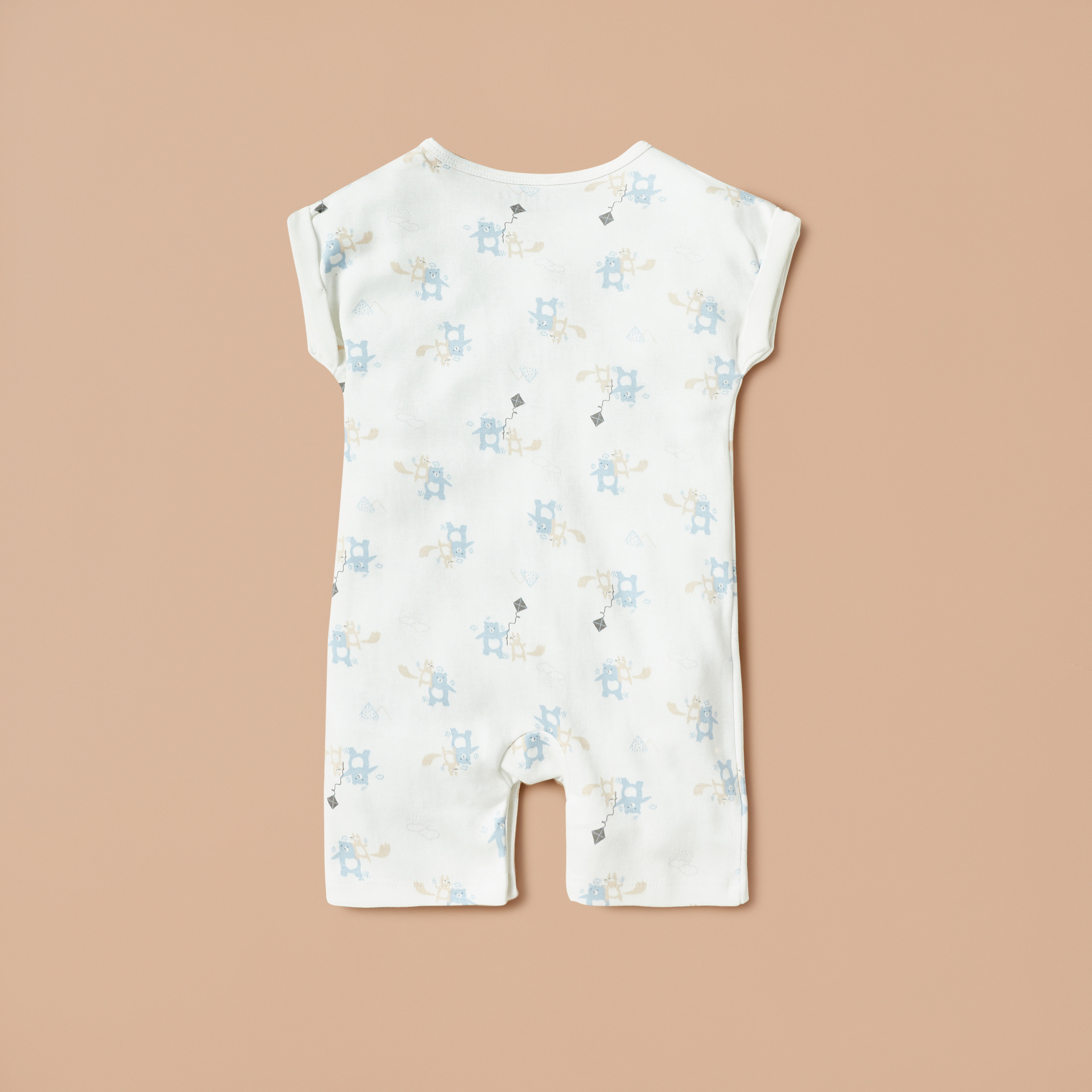 Juniors All-Over Bear Print Romper with Cap Sleeves-baby-boys-clothing-winterwear-rompers-image-2