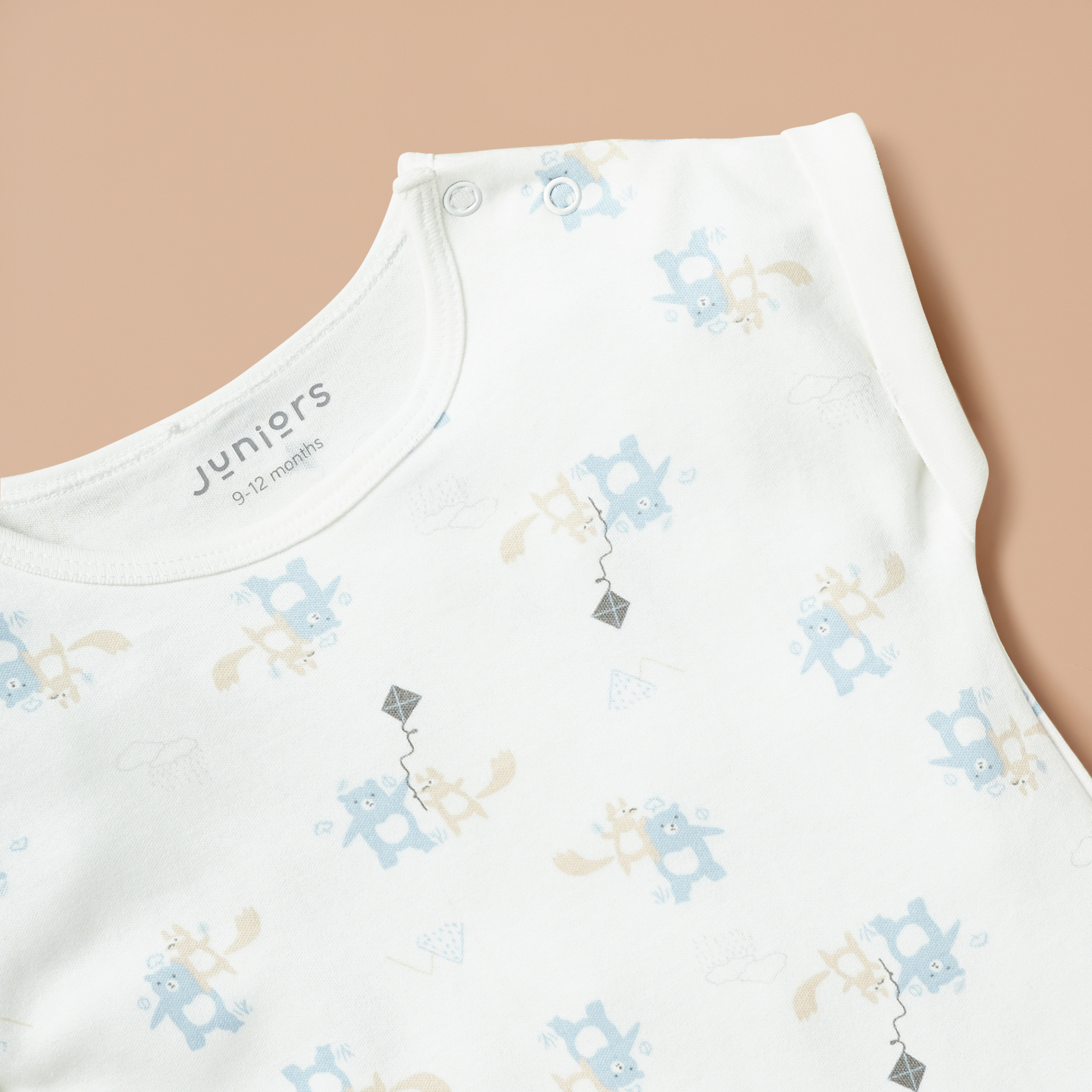 Juniors All-Over Bear Print Romper with Cap Sleeves-baby-boys-clothing-winterwear-rompers-image-3
