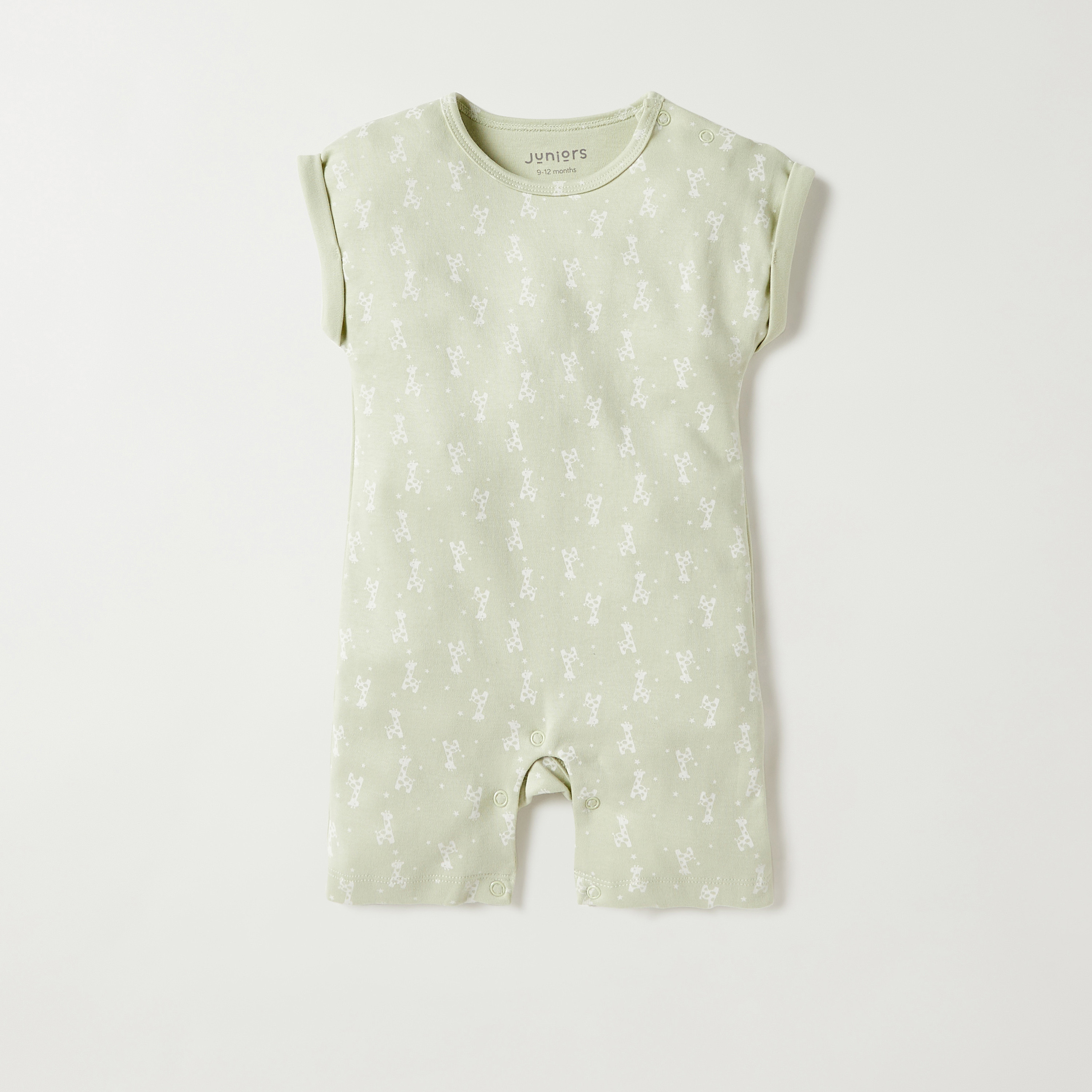Juniors All-Over Giraffe Print Romper with Cap Sleeves-baby-boys-clothing-winterwear-rompers-image-1