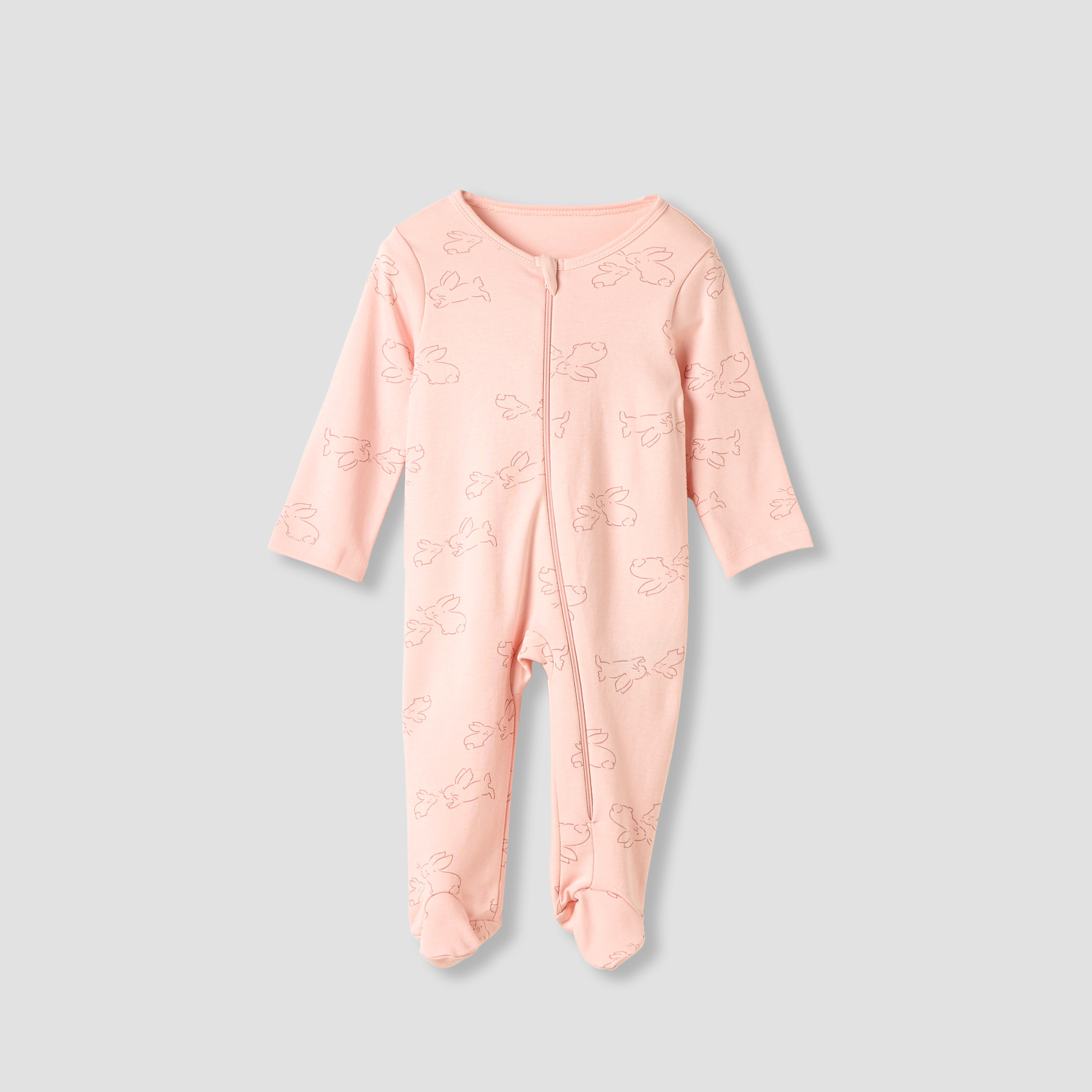 Juniors Bunny Print Sleepsuit with Long Sleeves - Set of 5-baby-girls-clothing-nightwear-sleepsuits-image-3