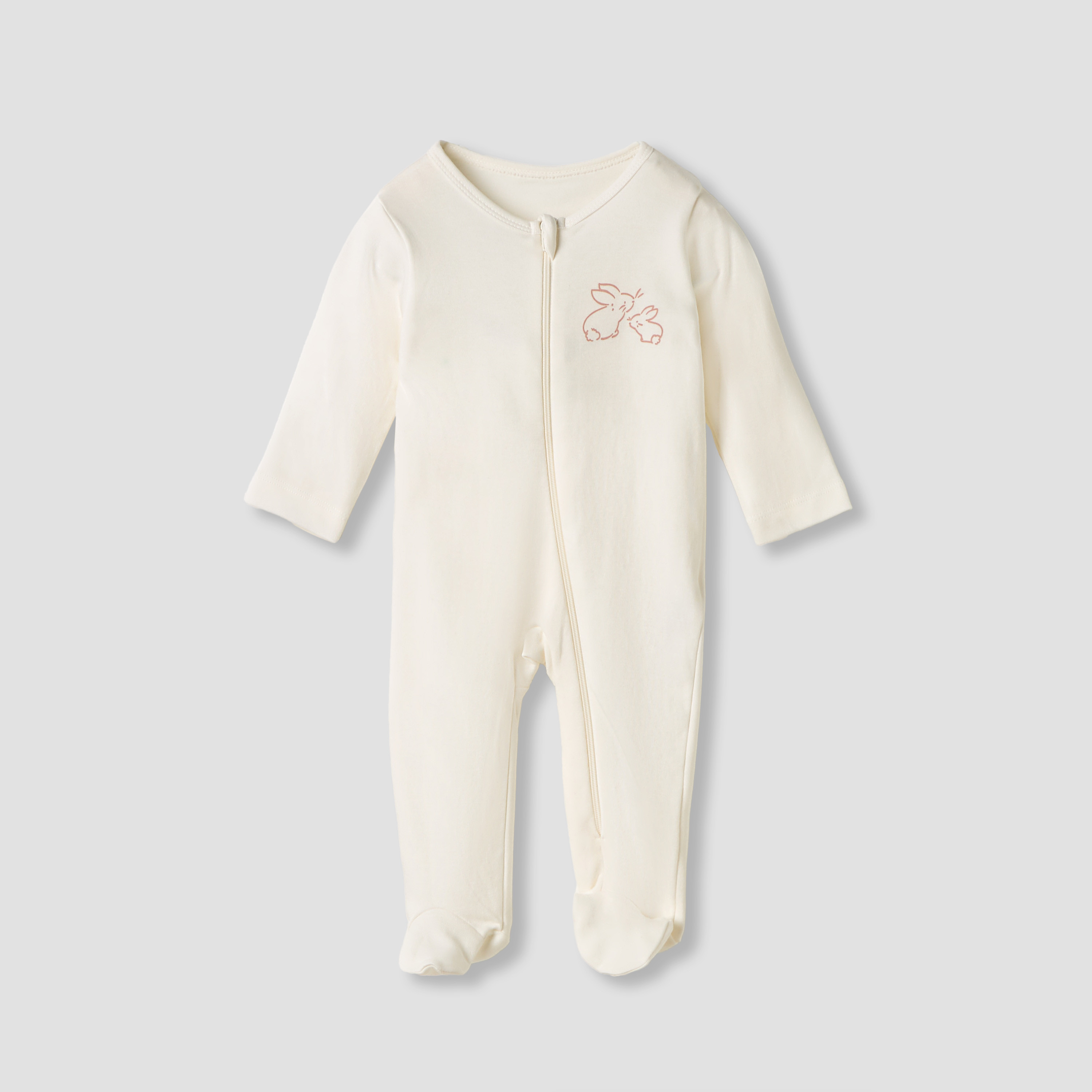 Juniors Bunny Print Sleepsuit with Long Sleeves - Set of 5-baby-girls-clothing-nightwear-sleepsuits-image-4