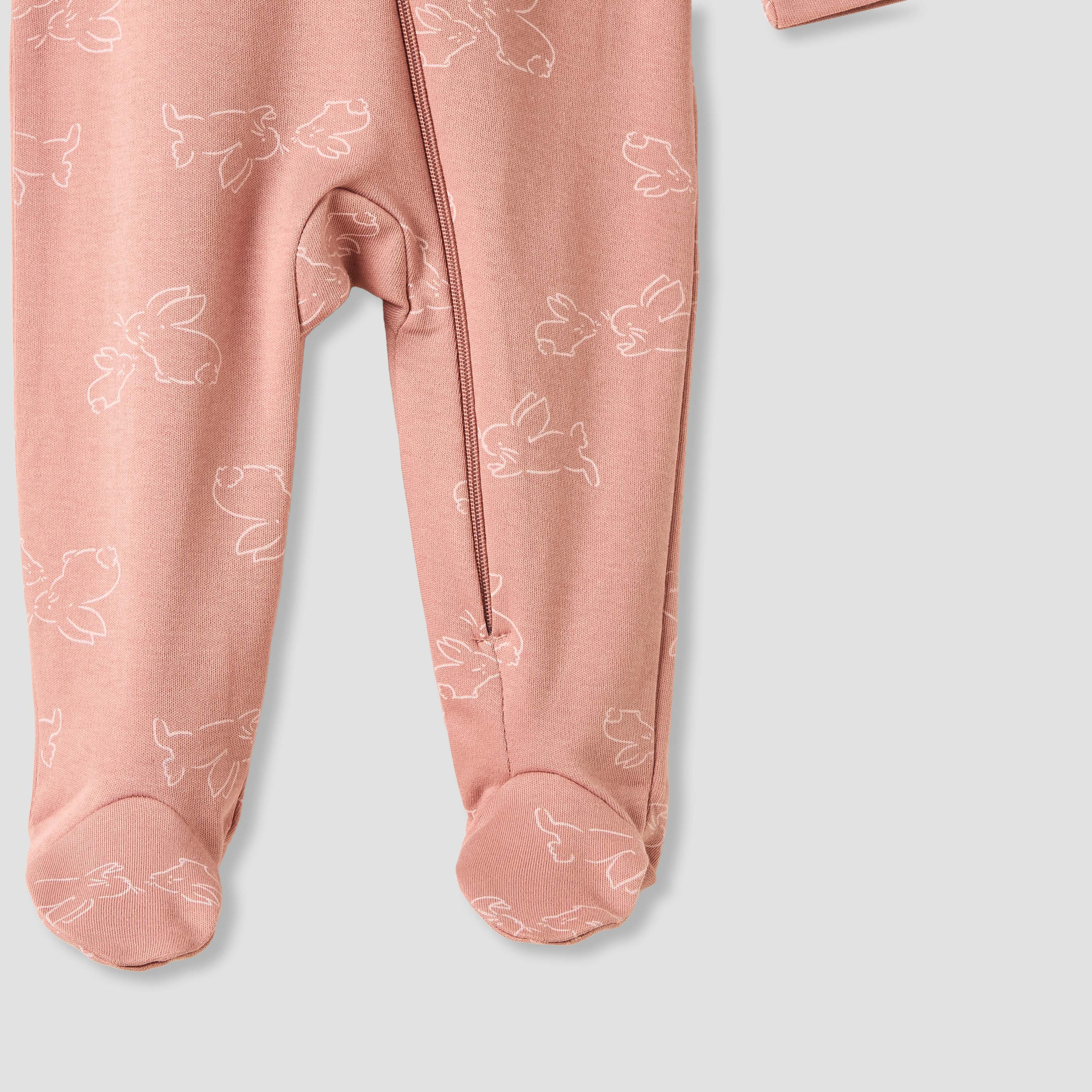 Juniors Bunny Print Sleepsuit with Long Sleeves - Set of 5-baby-girls-clothing-nightwear-sleepsuits-image-8