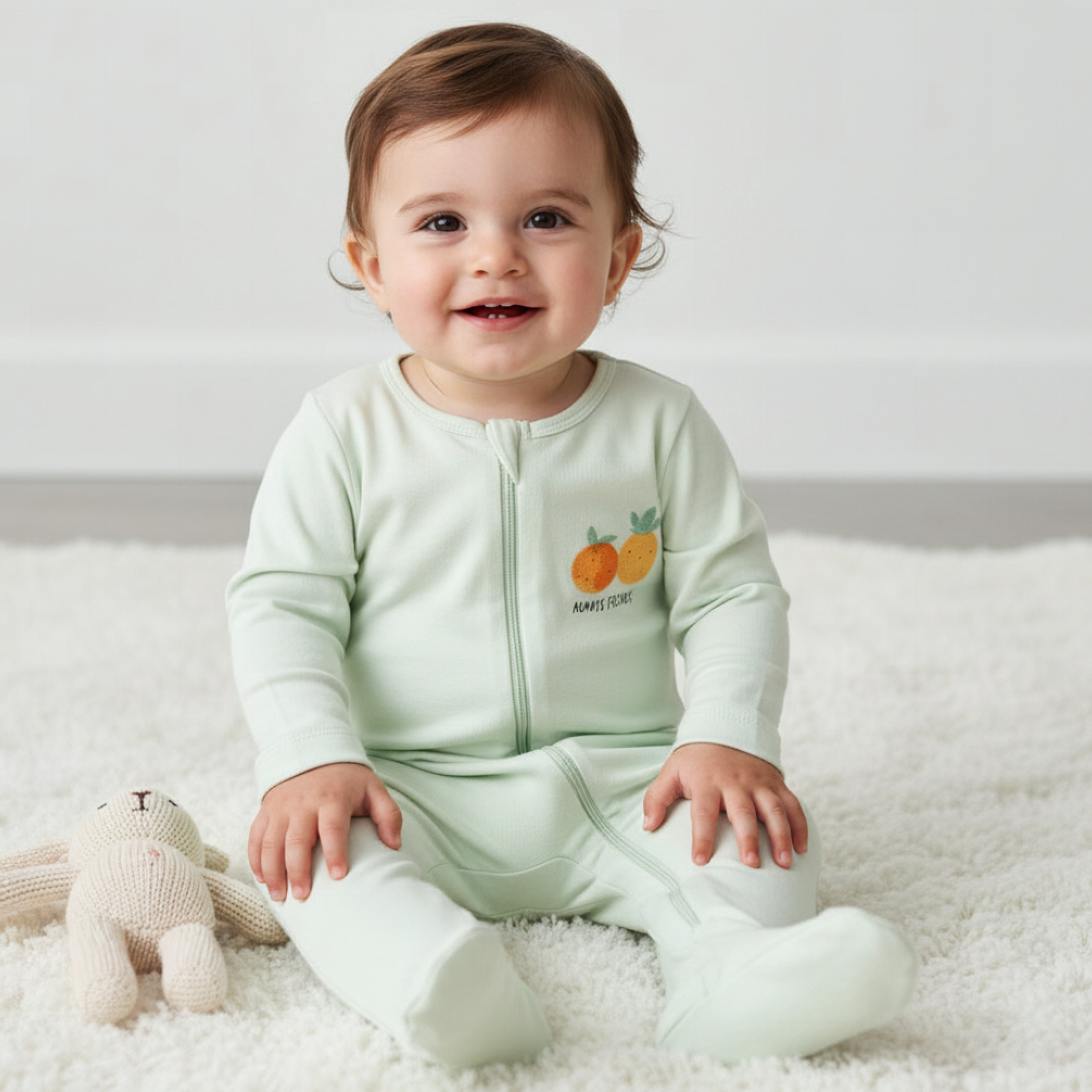 Pack of 3 Juniors Cotton Round Neck Long Sleeves Sleepsuit with Zip Closure-baby-girls-clothing-nightwear-sleepsuits-image-2