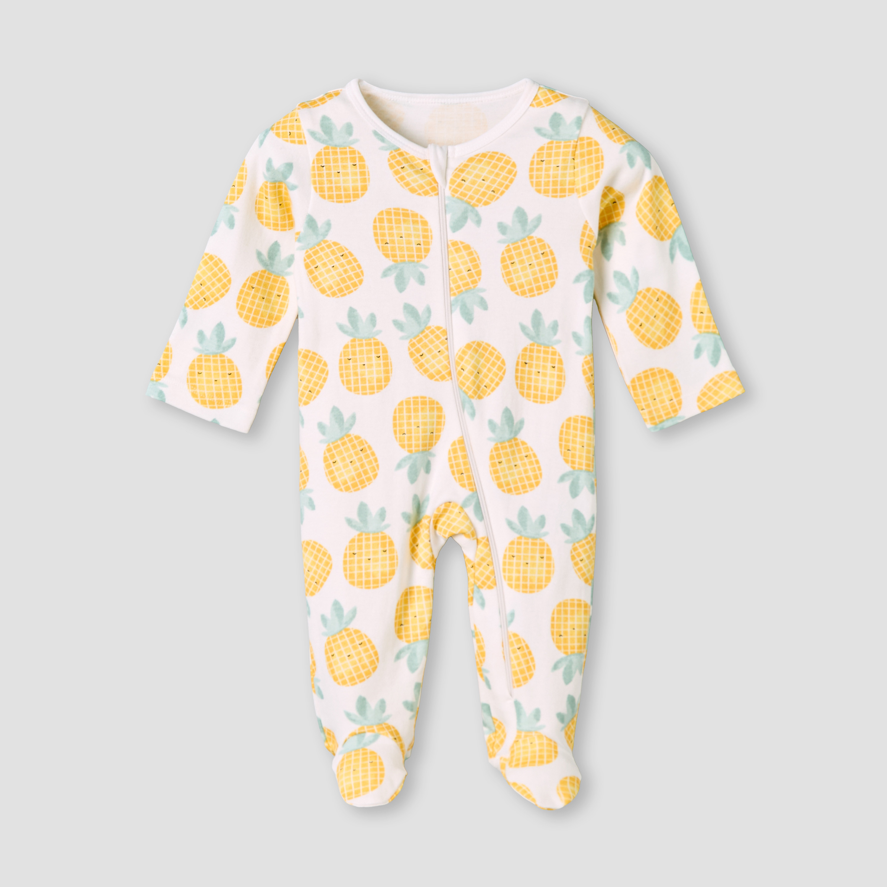 Pack of 3 Juniors Cotton Round Neck Long Sleeves Sleepsuit with Zip Closure-baby-girls-clothing-nightwear-sleepsuits-image-5