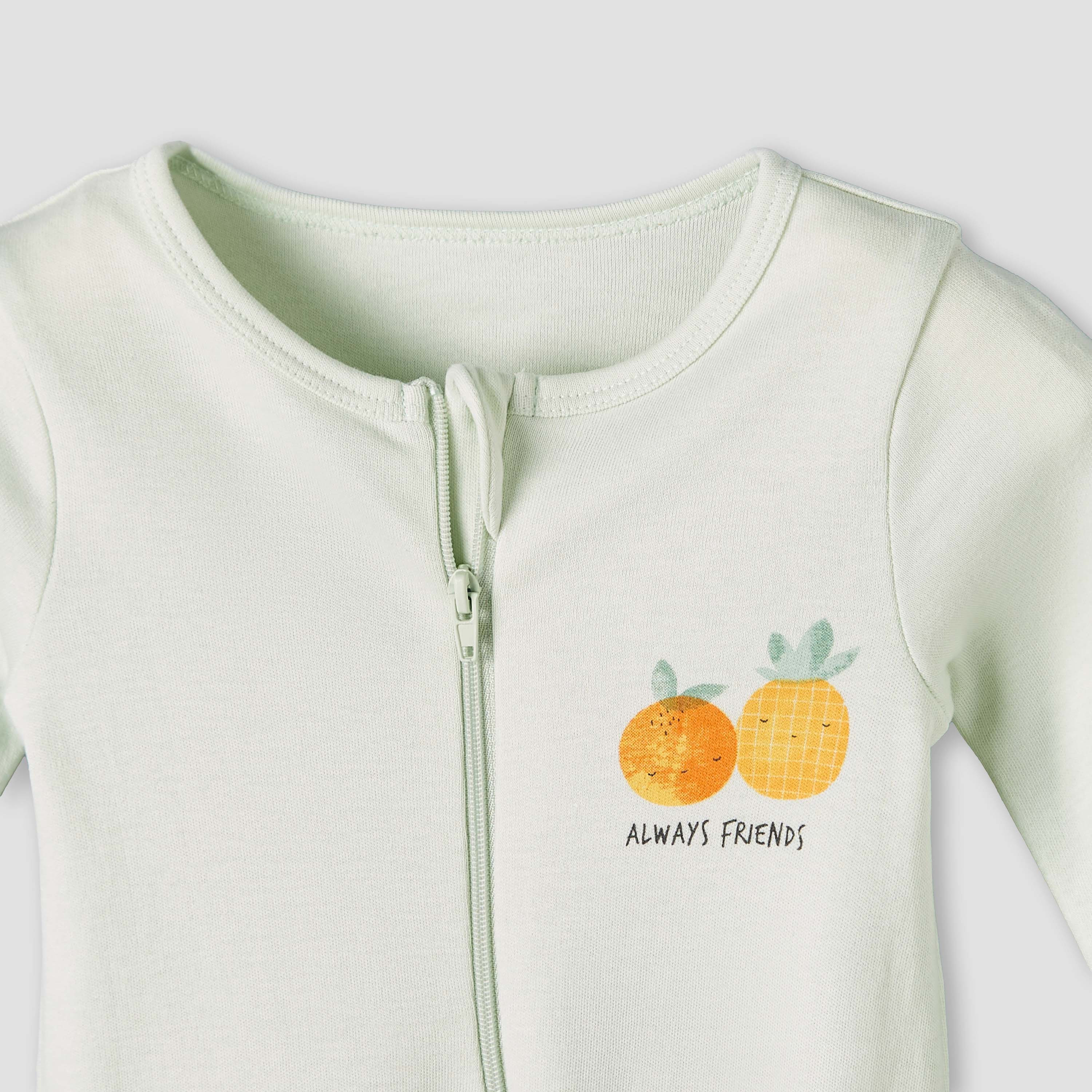 Pack of 3 Juniors Cotton Round Neck Long Sleeves Sleepsuit with Zip Closure-baby-girls-clothing-nightwear-sleepsuits-image-9