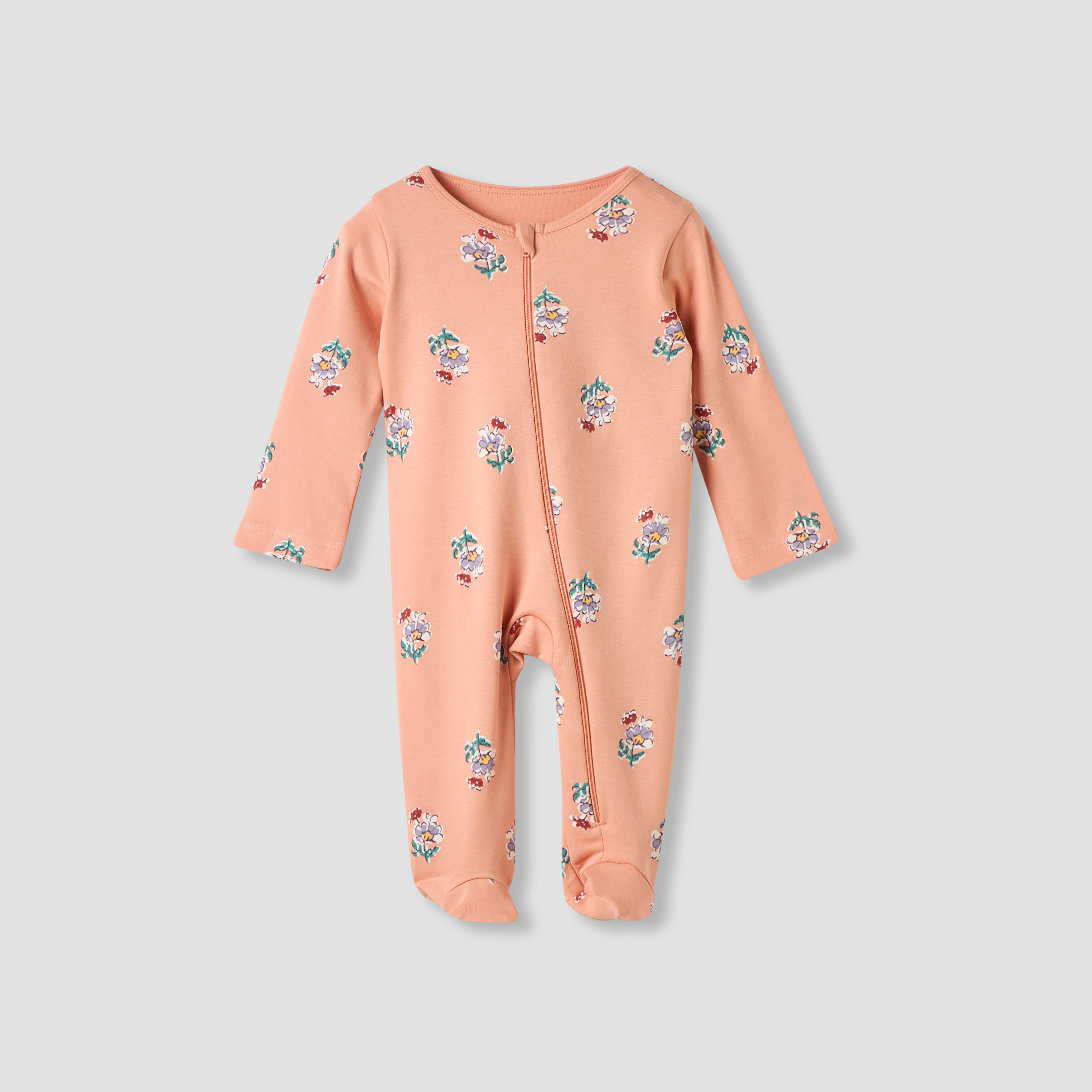 Juniors Floral Print Sleepsuit with Long Sleeves - Set of 5-baby-girls-clothing-nightwear-sleepsuits-image-2