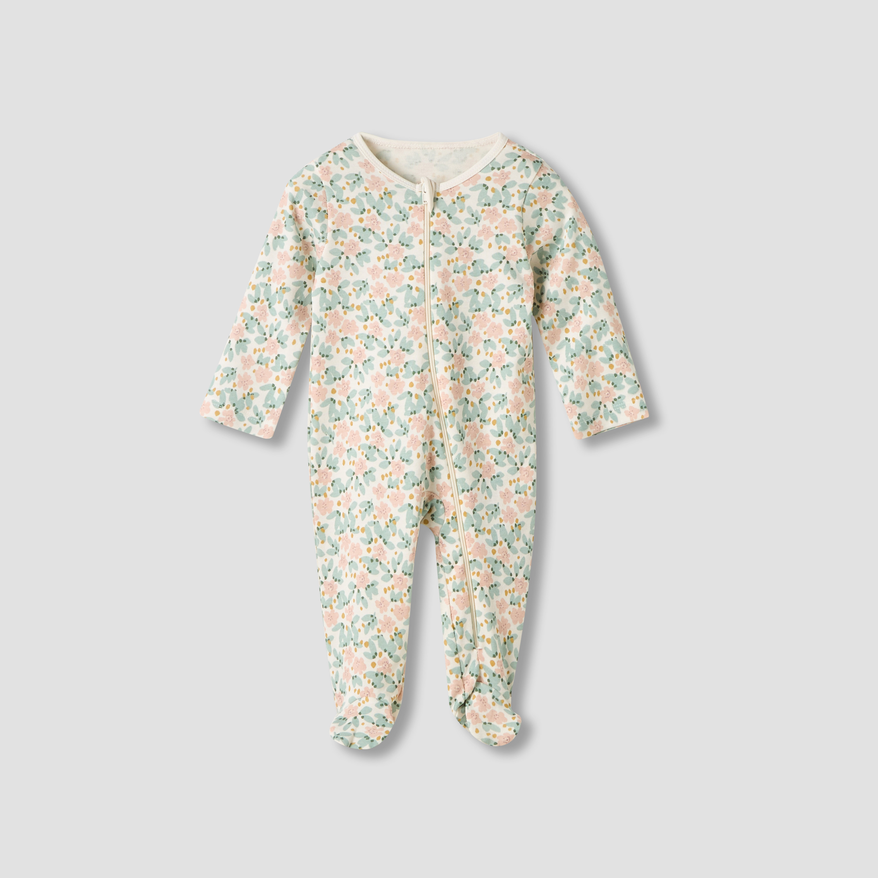 Juniors Floral Print Sleepsuit with Long Sleeves - Set of 5-baby-girls-clothing-nightwear-sleepsuits-image-4