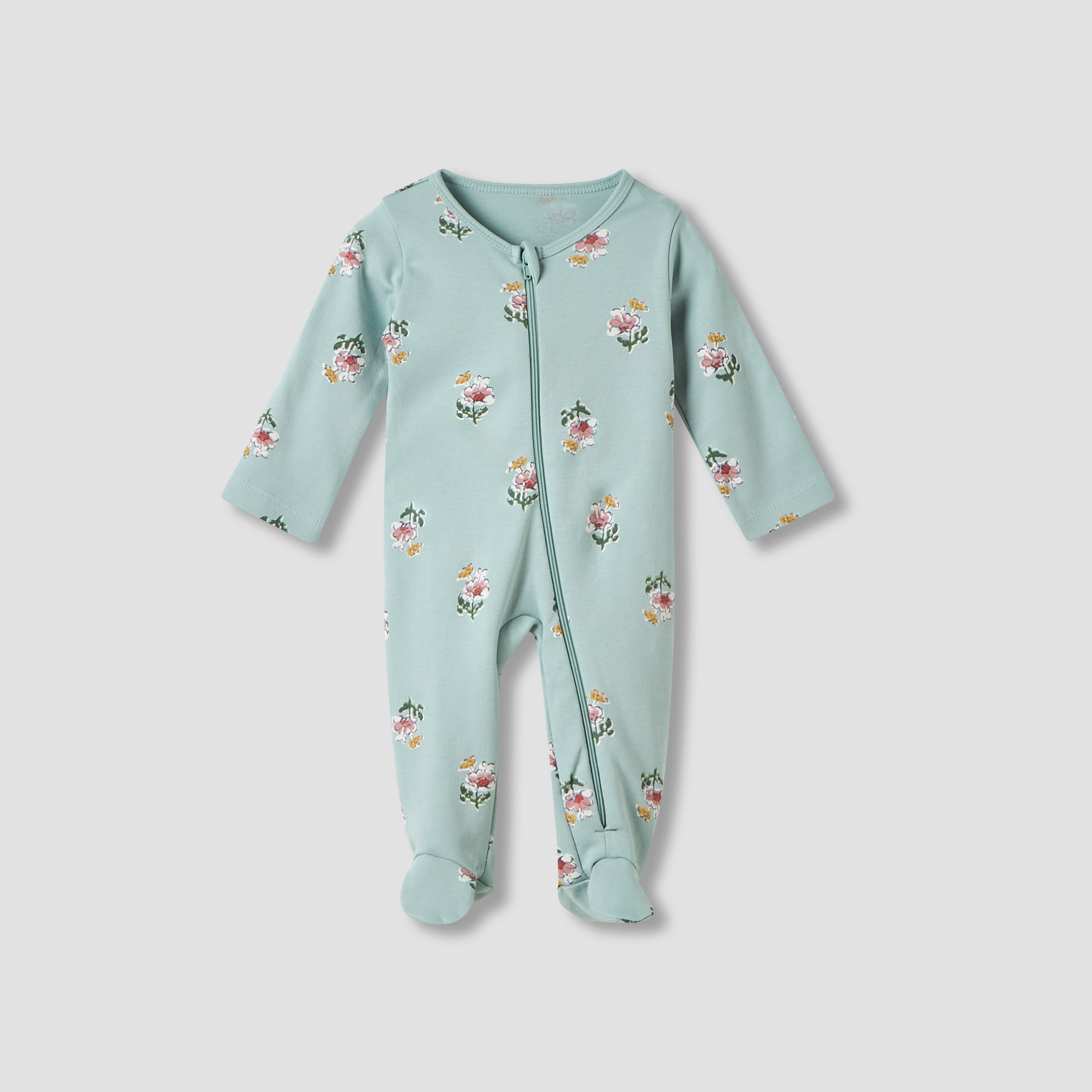 Juniors Floral Print Sleepsuit with Long Sleeves - Set of 5-baby-girls-clothing-nightwear-sleepsuits-image-6