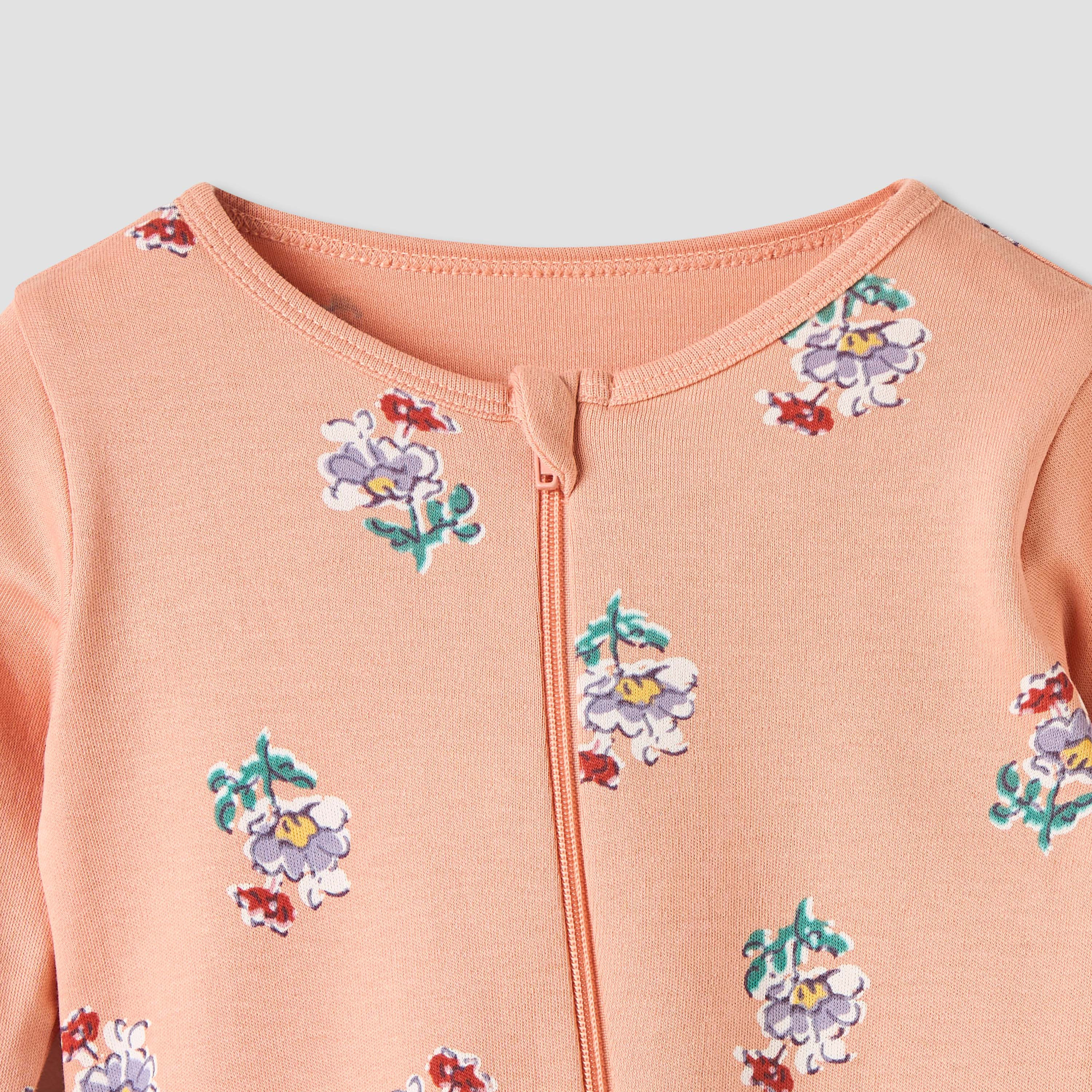 Juniors Floral Print Sleepsuit with Long Sleeves - Set of 5-baby-girls-clothing-nightwear-sleepsuits-image-7
