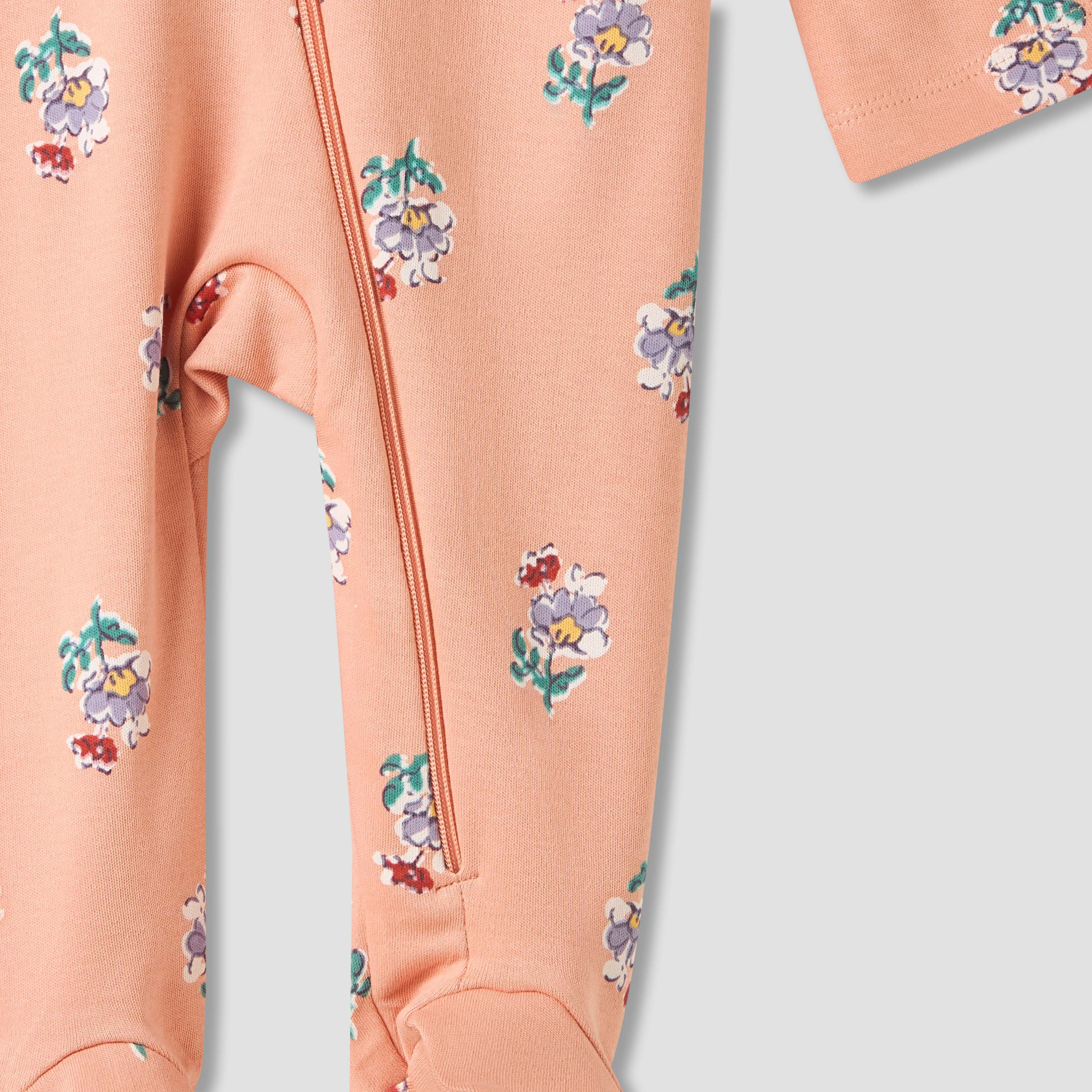 Juniors Floral Print Sleepsuit with Long Sleeves - Set of 5-baby-girls-clothing-nightwear-sleepsuits-image-8