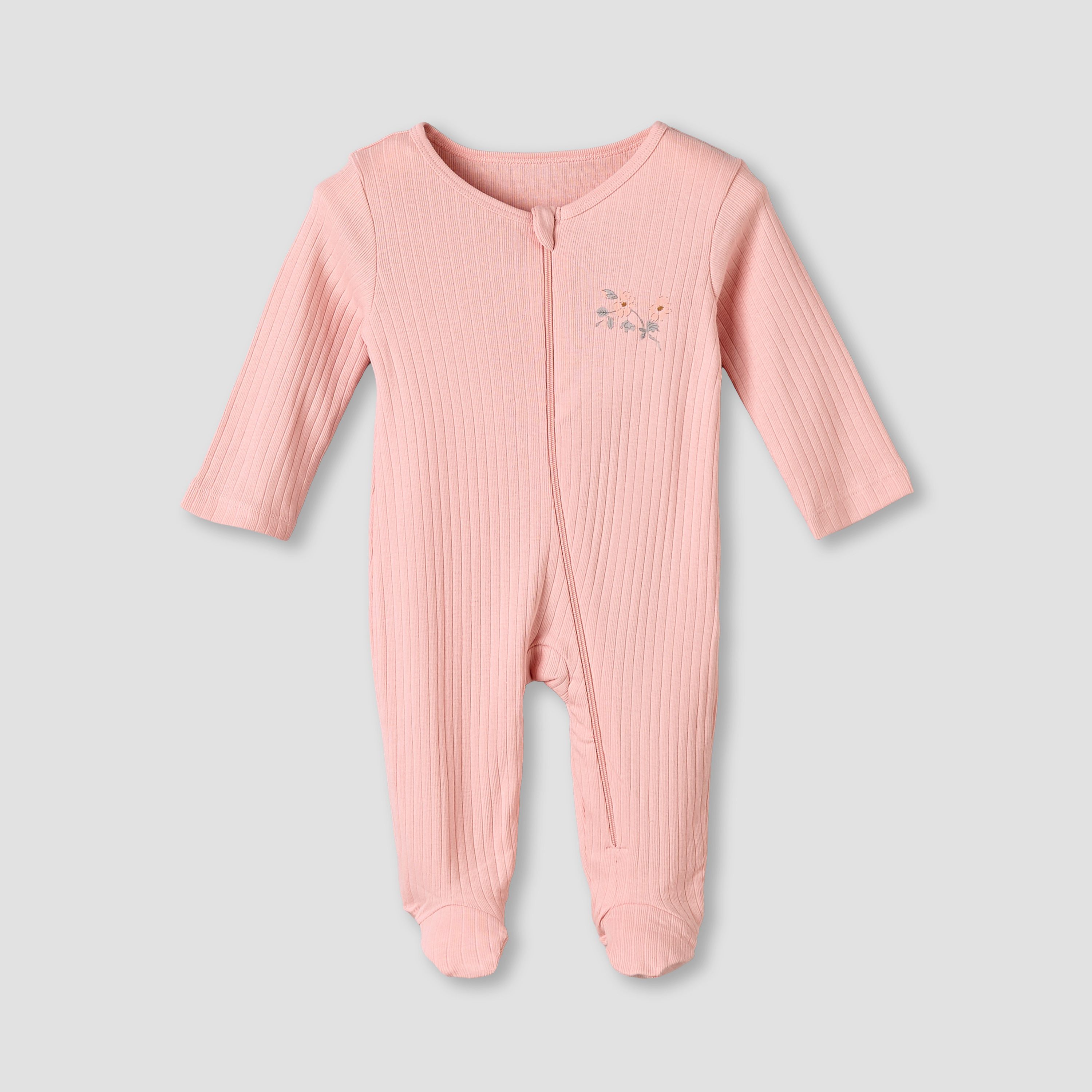Pack of 3 Juniors Cotton Round Neck Long Sleeves Sleepsuit with Zip Closure-baby-girls-clothing-nightwear-sleepsuits-image-3