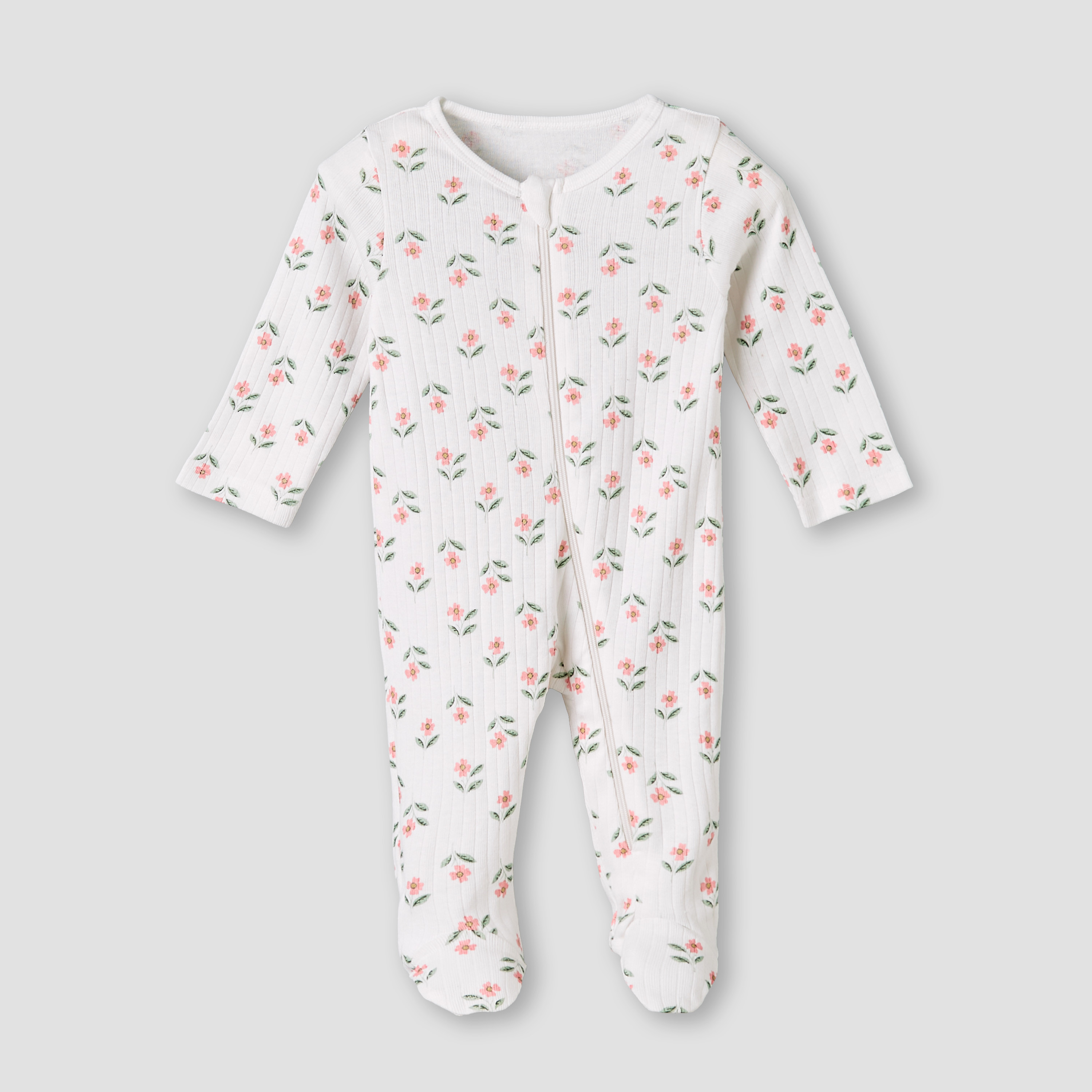 Pack of 3 Juniors Cotton Round Neck Long Sleeves Sleepsuit with Zip Closure-baby-girls-clothing-nightwear-sleepsuits-image-5