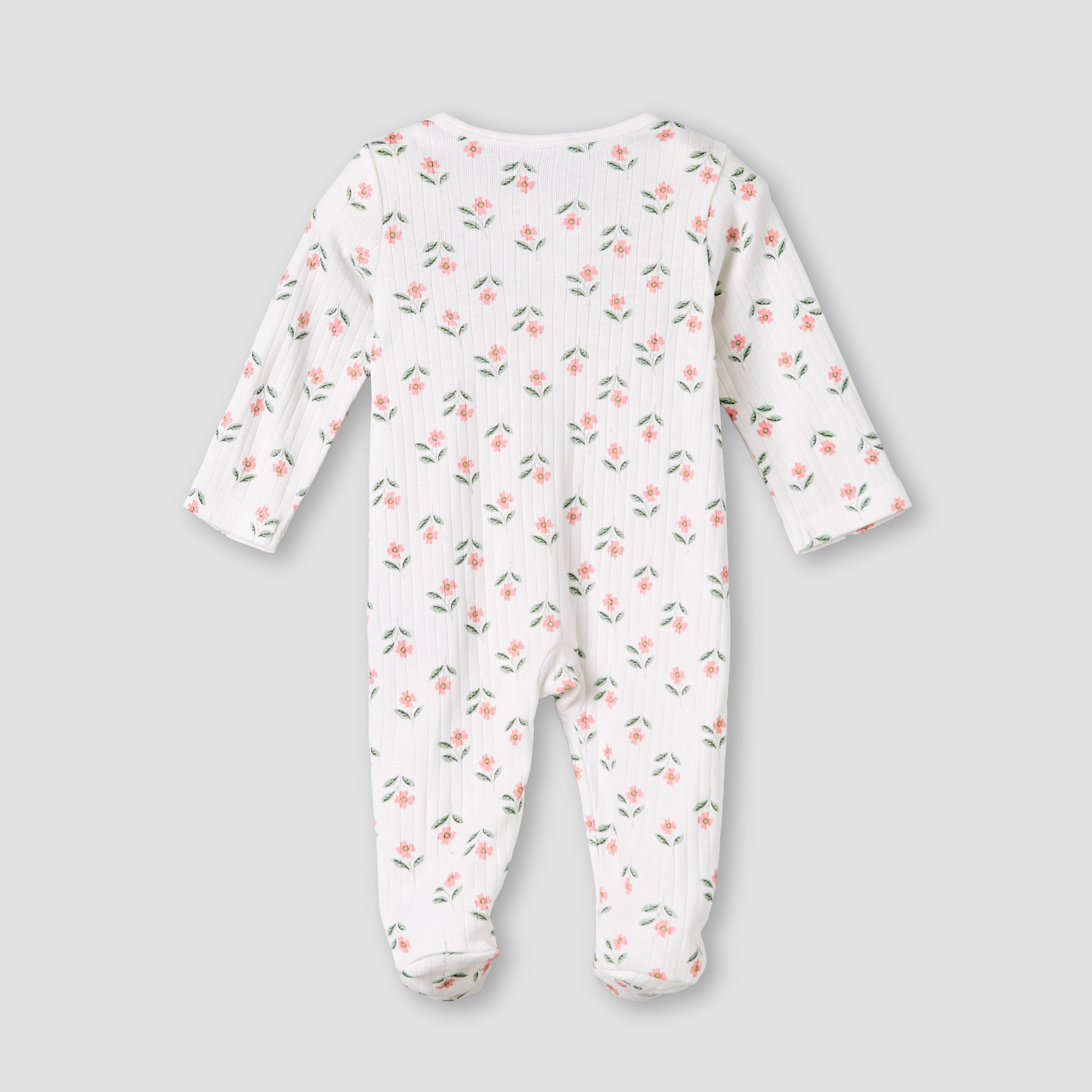 Pack of 3 Juniors Cotton Round Neck Long Sleeves Sleepsuit with Zip Closure-baby-girls-clothing-nightwear-sleepsuits-image-8